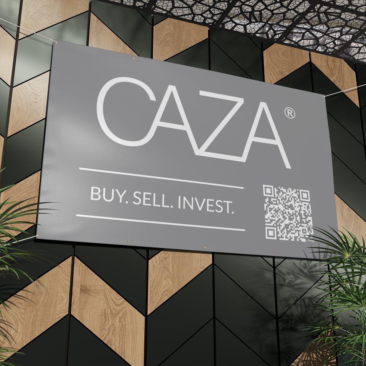 Buy. Sell. Invest. | Matte Banner (Grey)