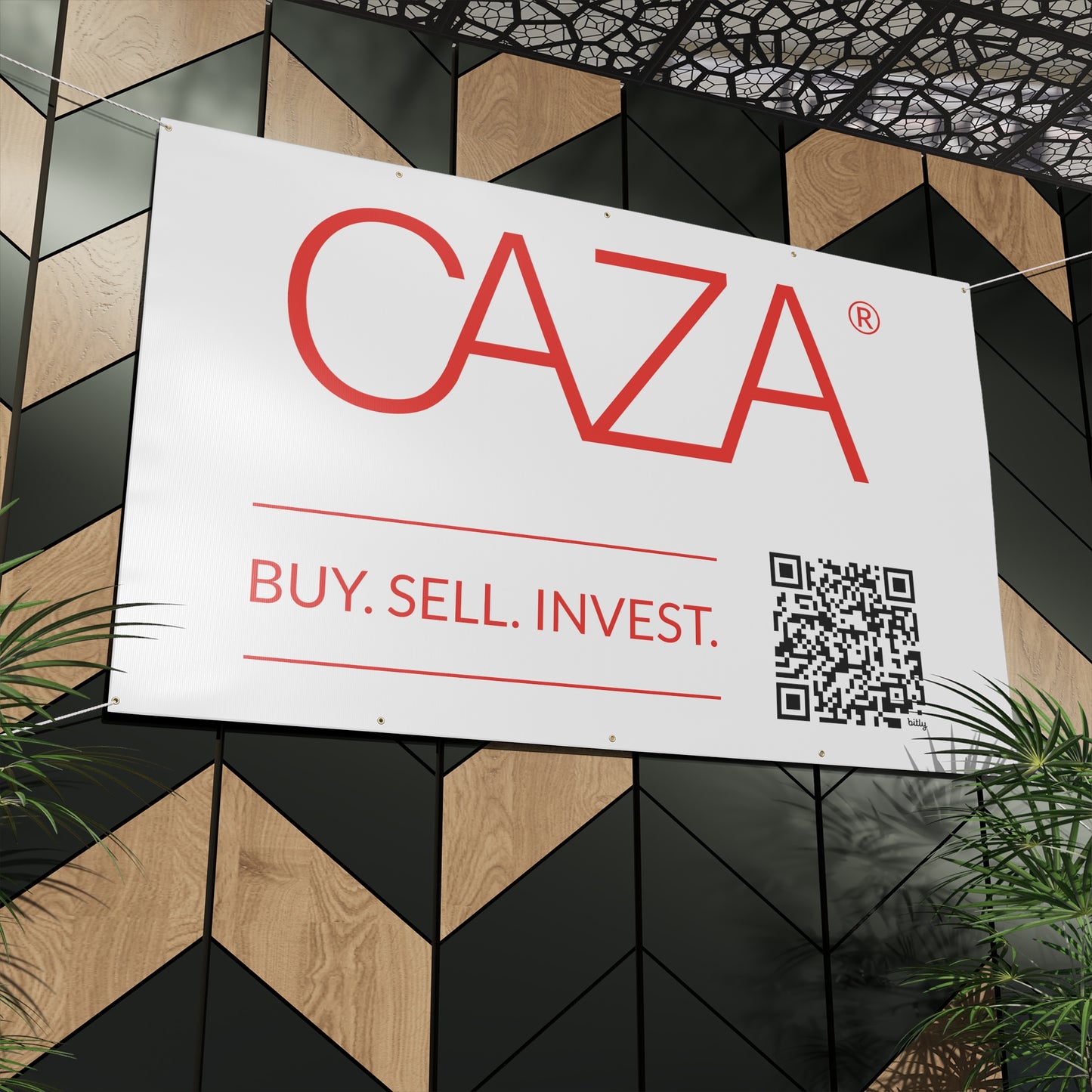 Buy. Sell. Invest. | Matte Banner (White)