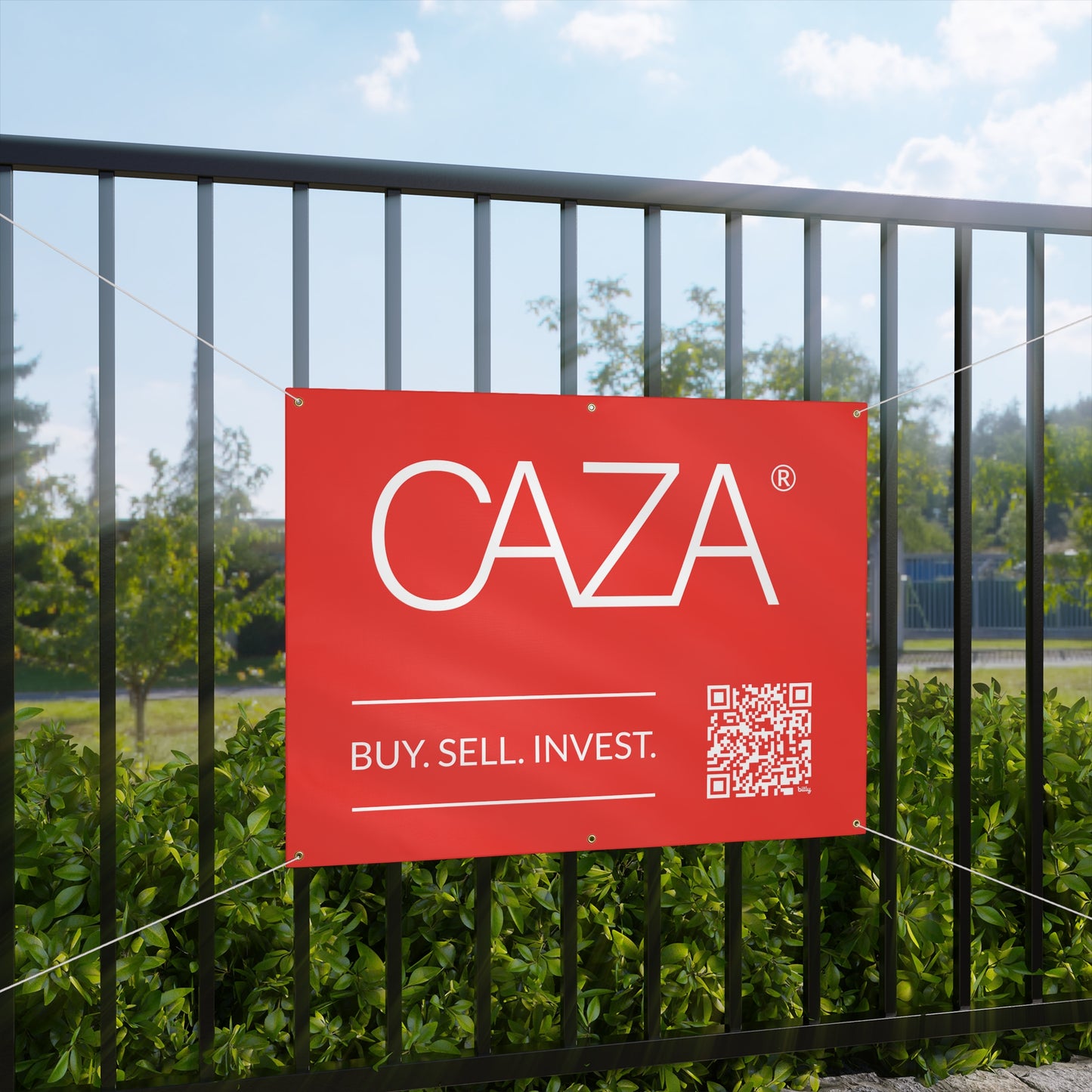 Buy. Sell. Invest. | Matte Banner (Red)