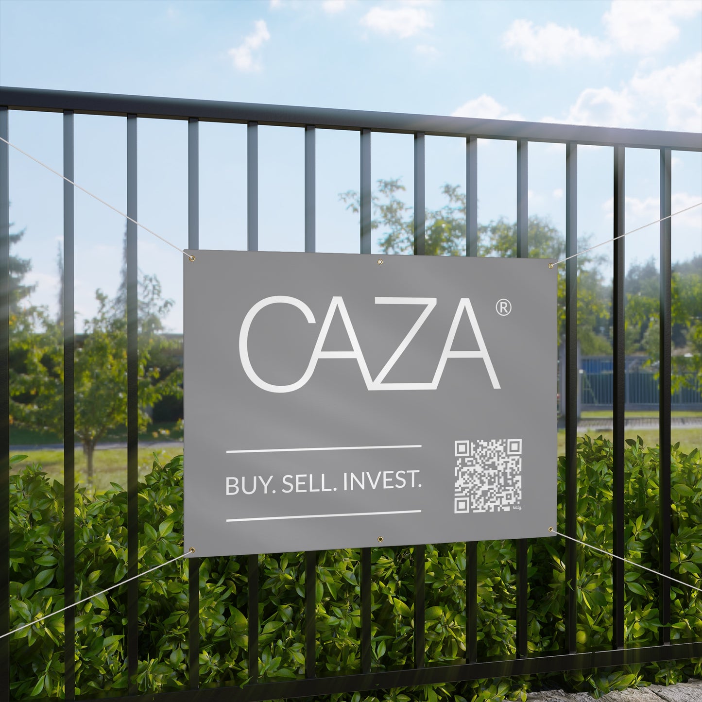 Buy. Sell. Invest. | Matte Banner (Grey)