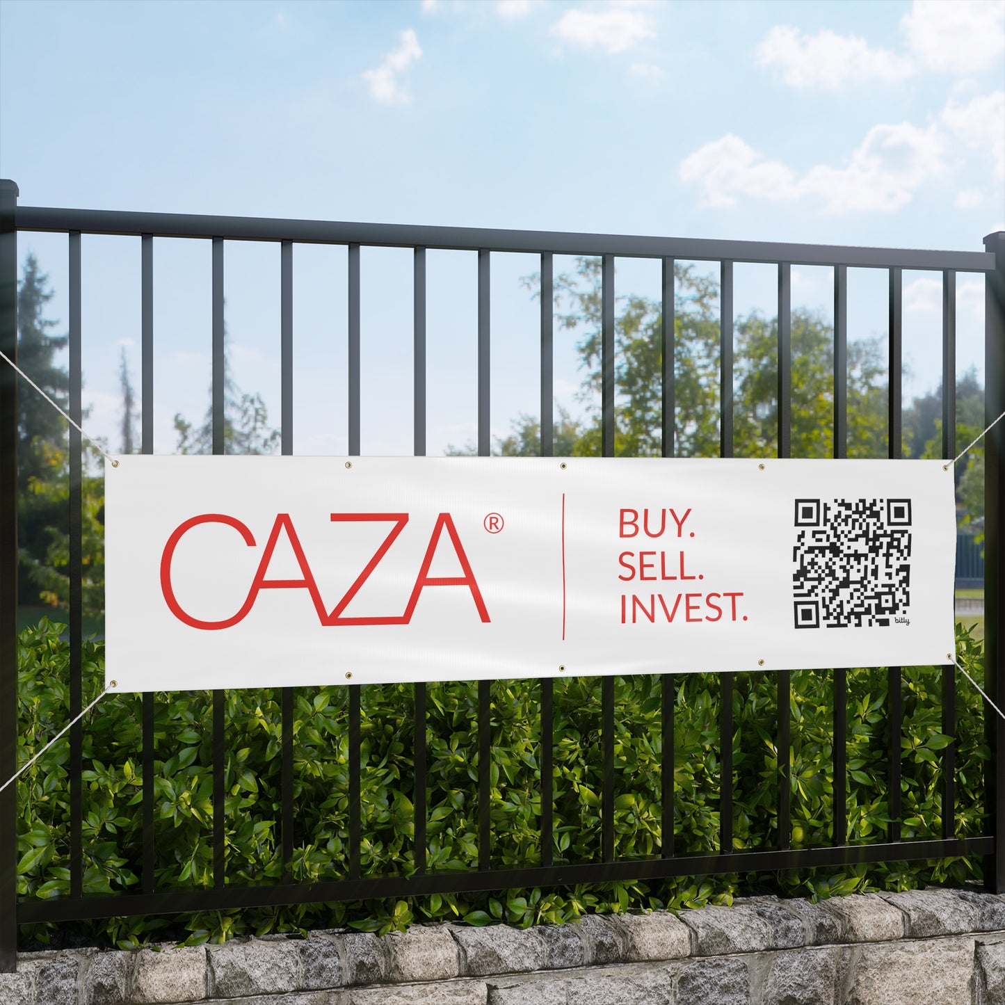 Buy. Sell. Invest. | Matte Banner (White)