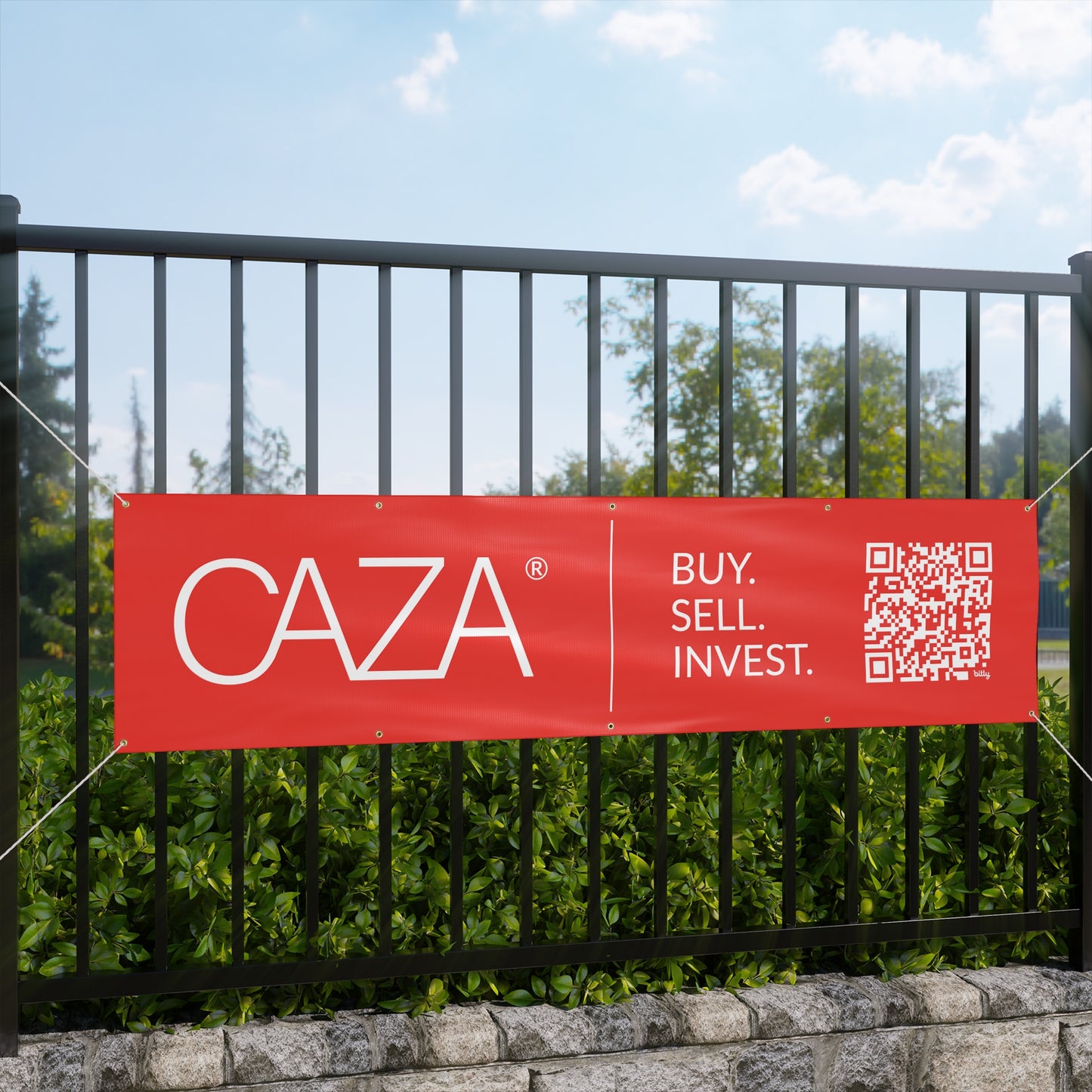 Buy. Sell. Invest. | Matte Banner (Red)