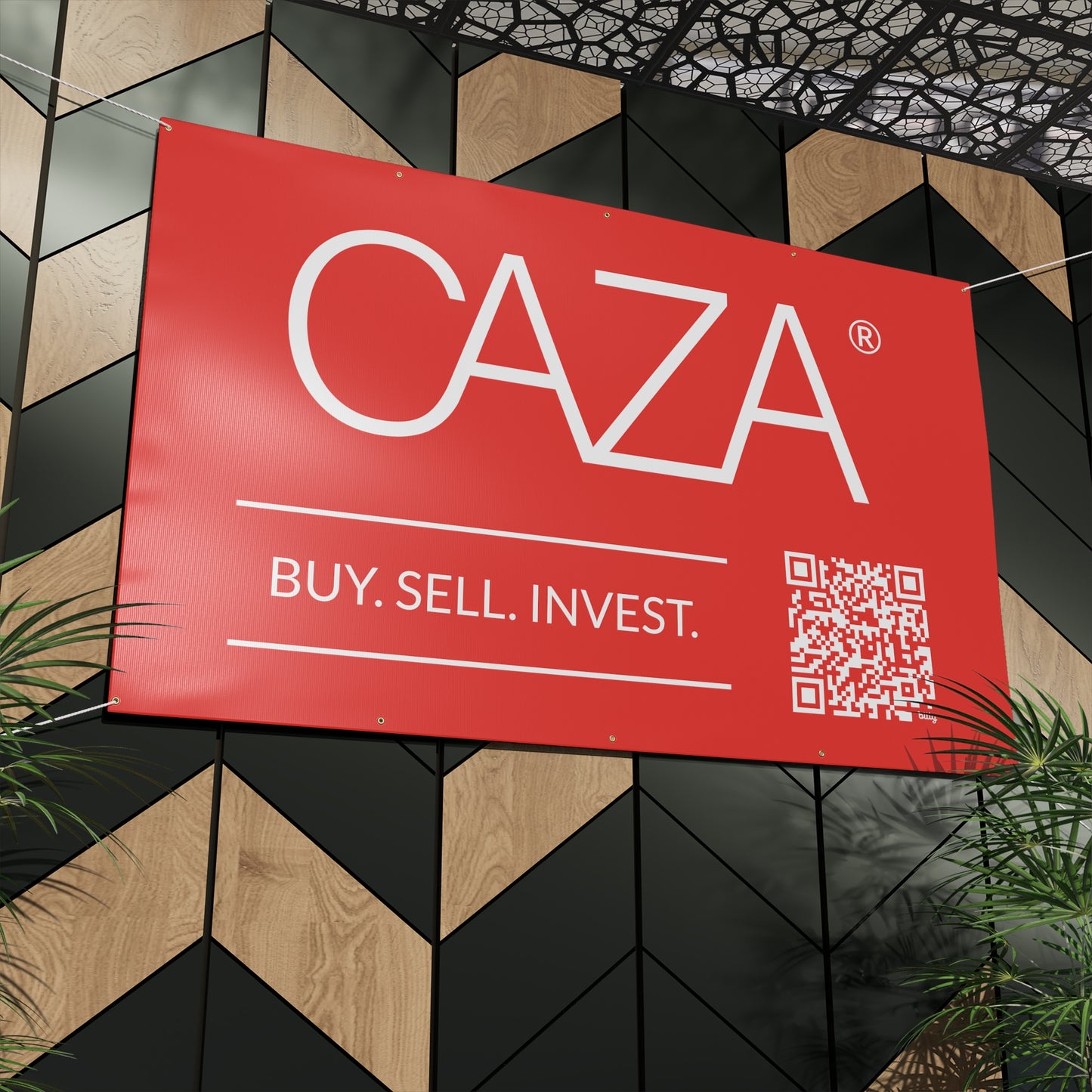 Buy. Sell. Invest. | Matte Banner (Red)
