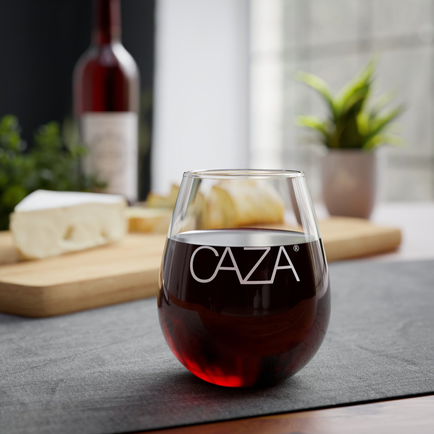 Stemless Wine Glass | White CAZA Logo