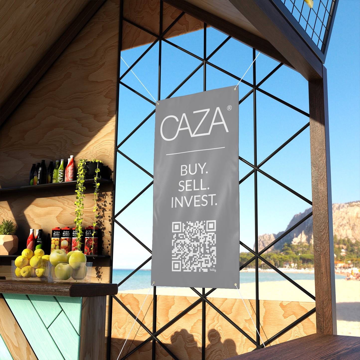 Buy. Sell. Invest. | Matte Banner (Grey)