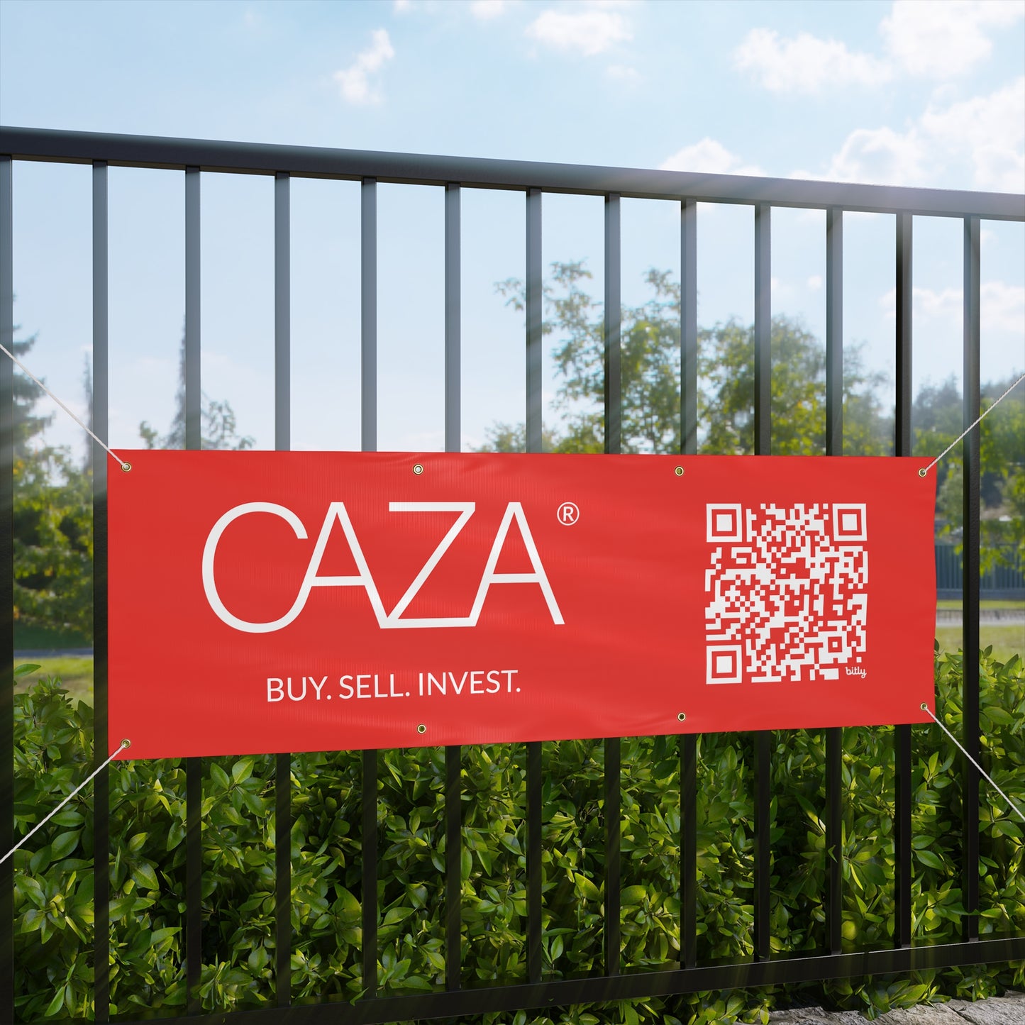 Buy. Sell. Invest. | Matte Banner (Red)