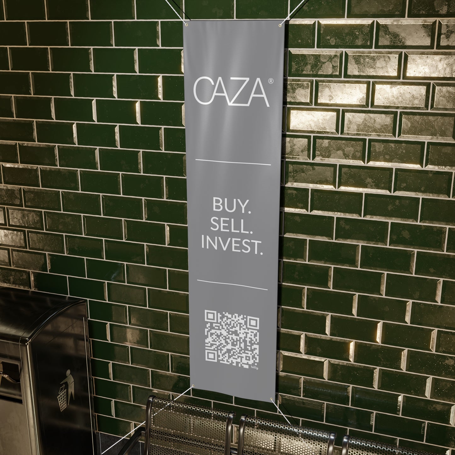 Buy. Sell. Invest. | Matte Banner (Grey)