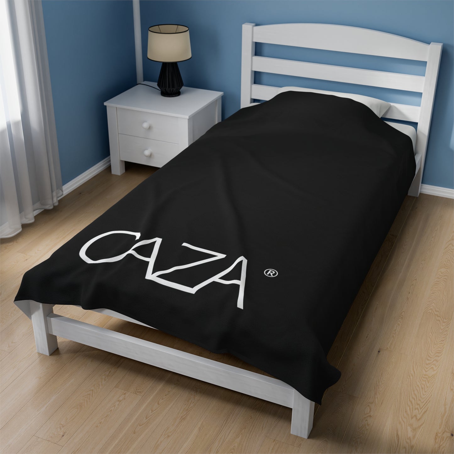 Velveteen Plush Blanket (Black with White Logo)