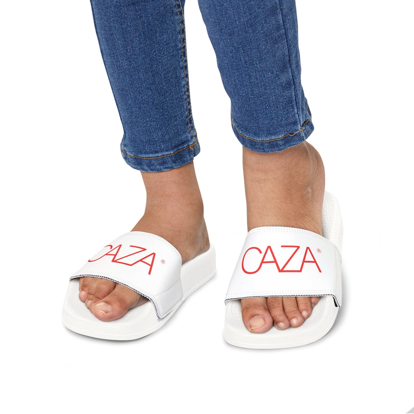 Youth PU Slide Sandals (White)