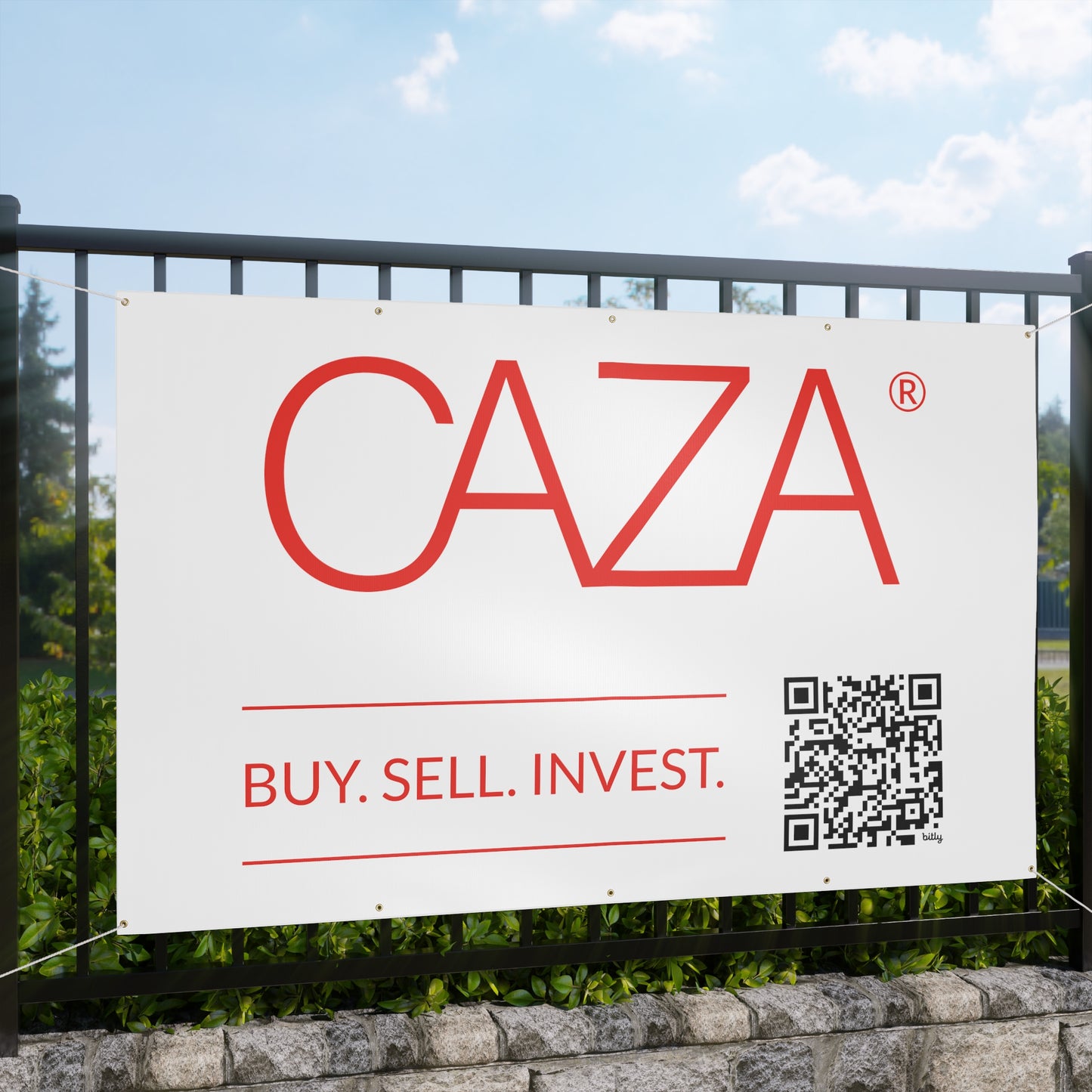 Buy. Sell. Invest. | Matte Banner (White)