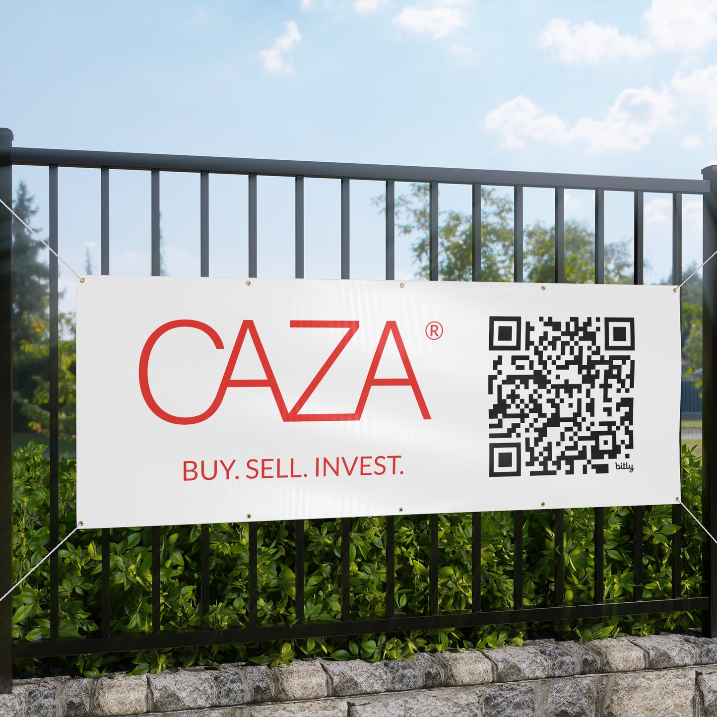Buy. Sell. Invest. | Matte Banner (White)