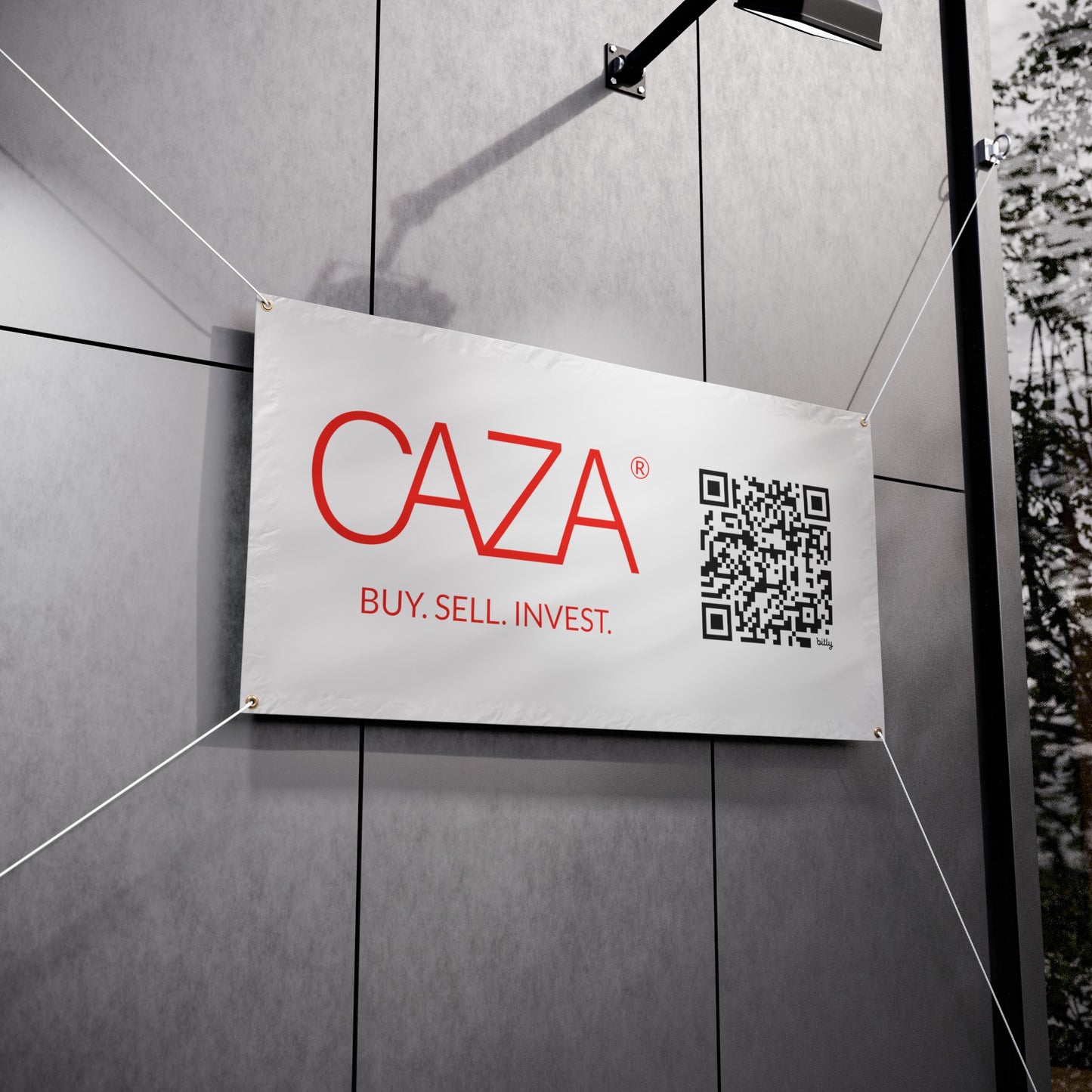 Buy. Sell. Invest. | Vinyl Banners (White)