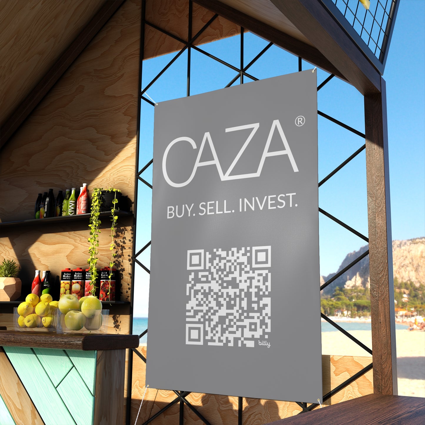 Buy. Sell. Invest. | Matte Banner (Grey)