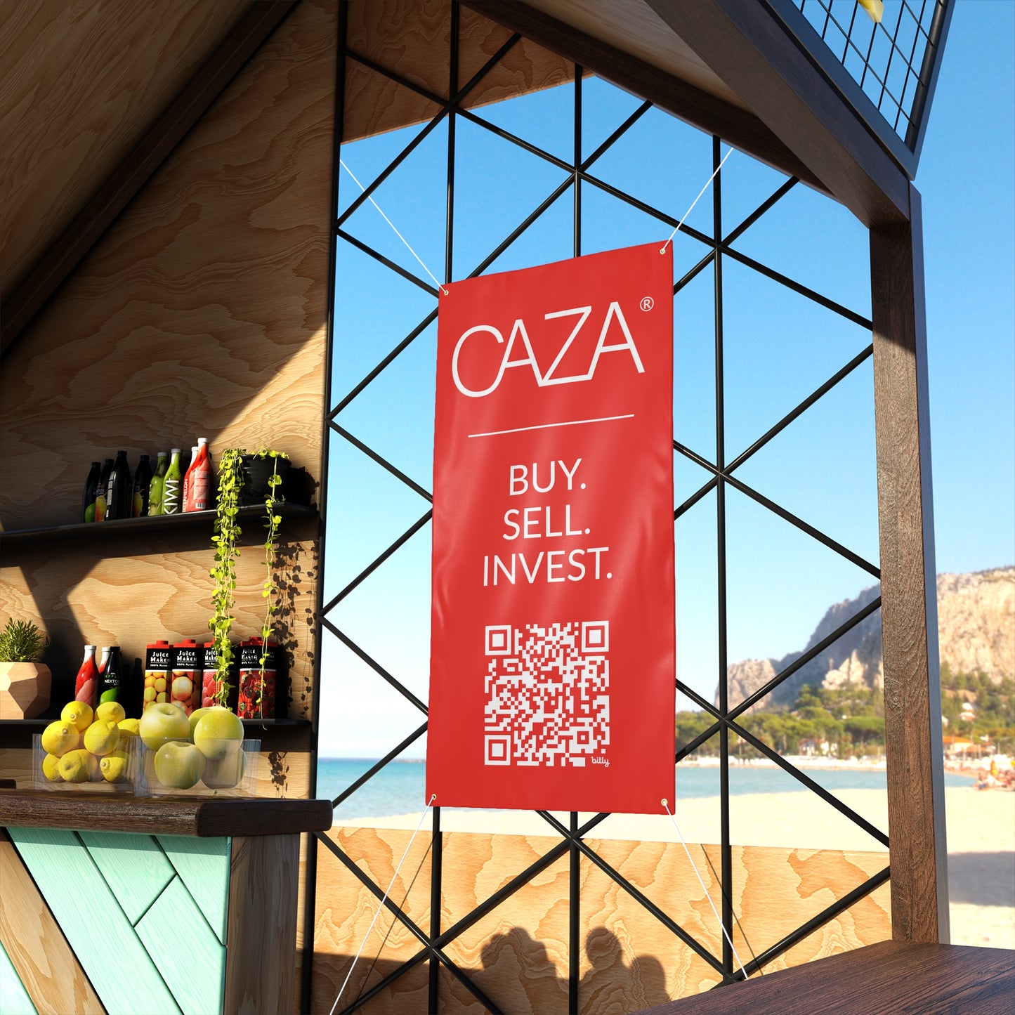Buy. Sell. Invest. | Matte Banner (Red)