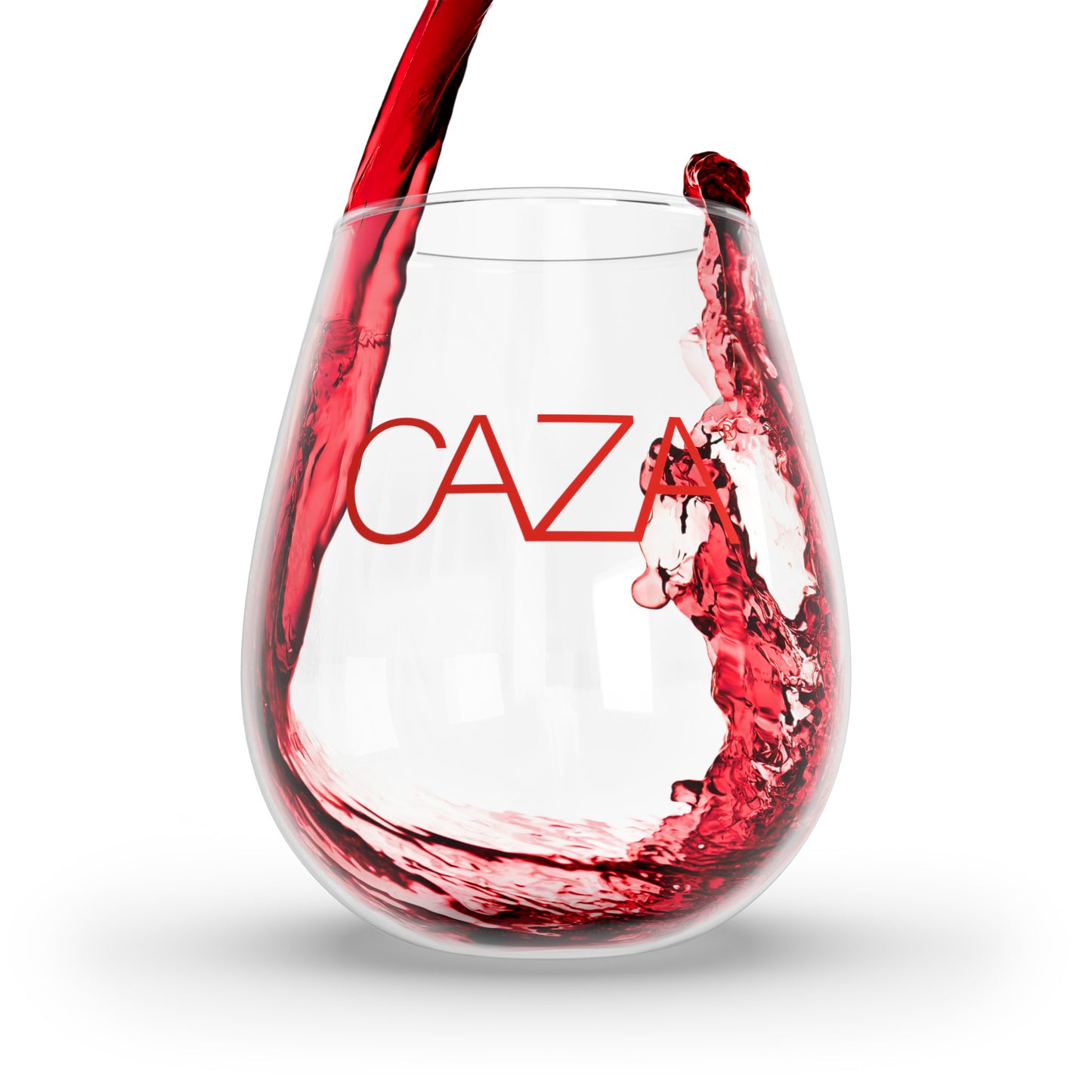 Stemless Wine Glass | Red CAZA® Logo