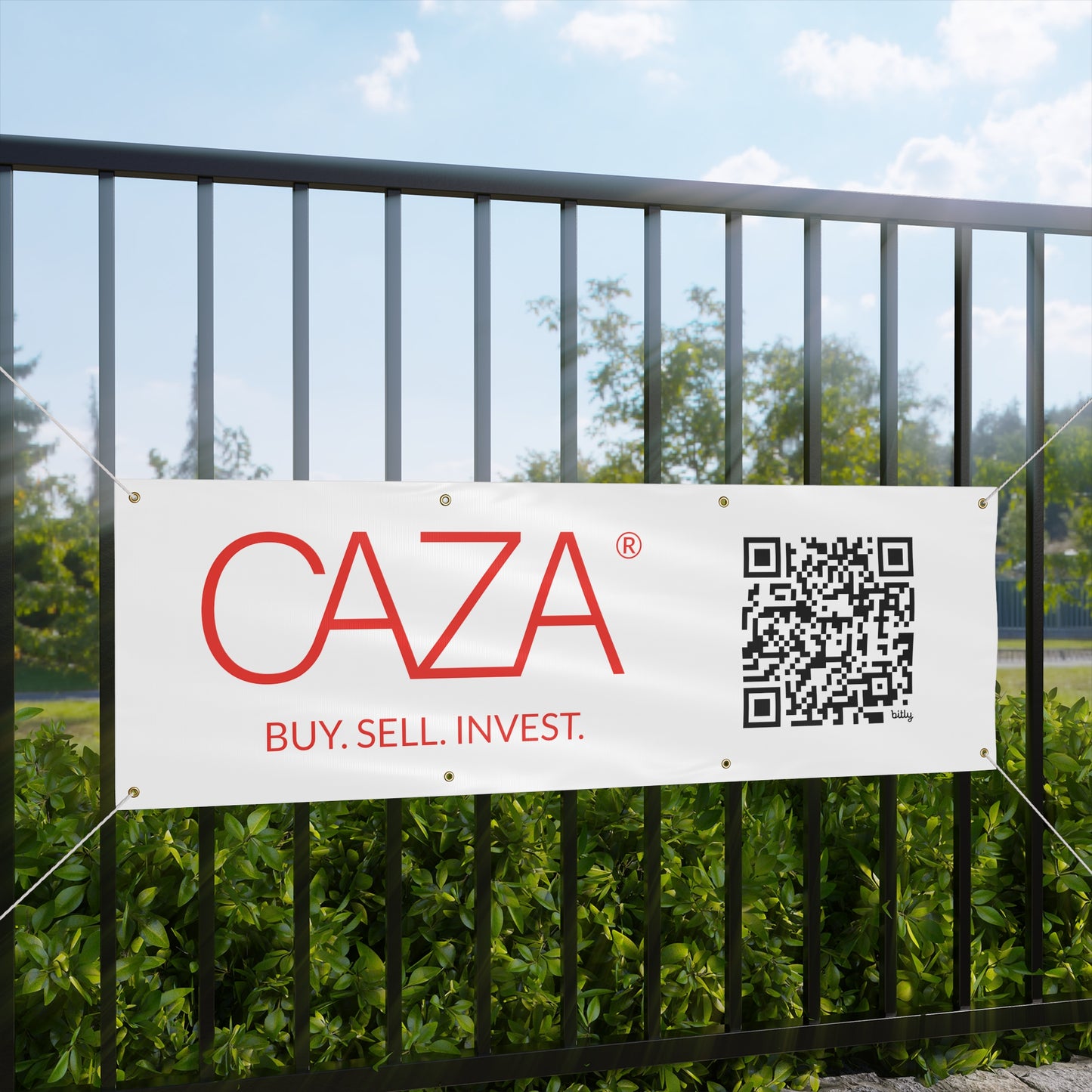 Buy. Sell. Invest. | Matte Banner (White)