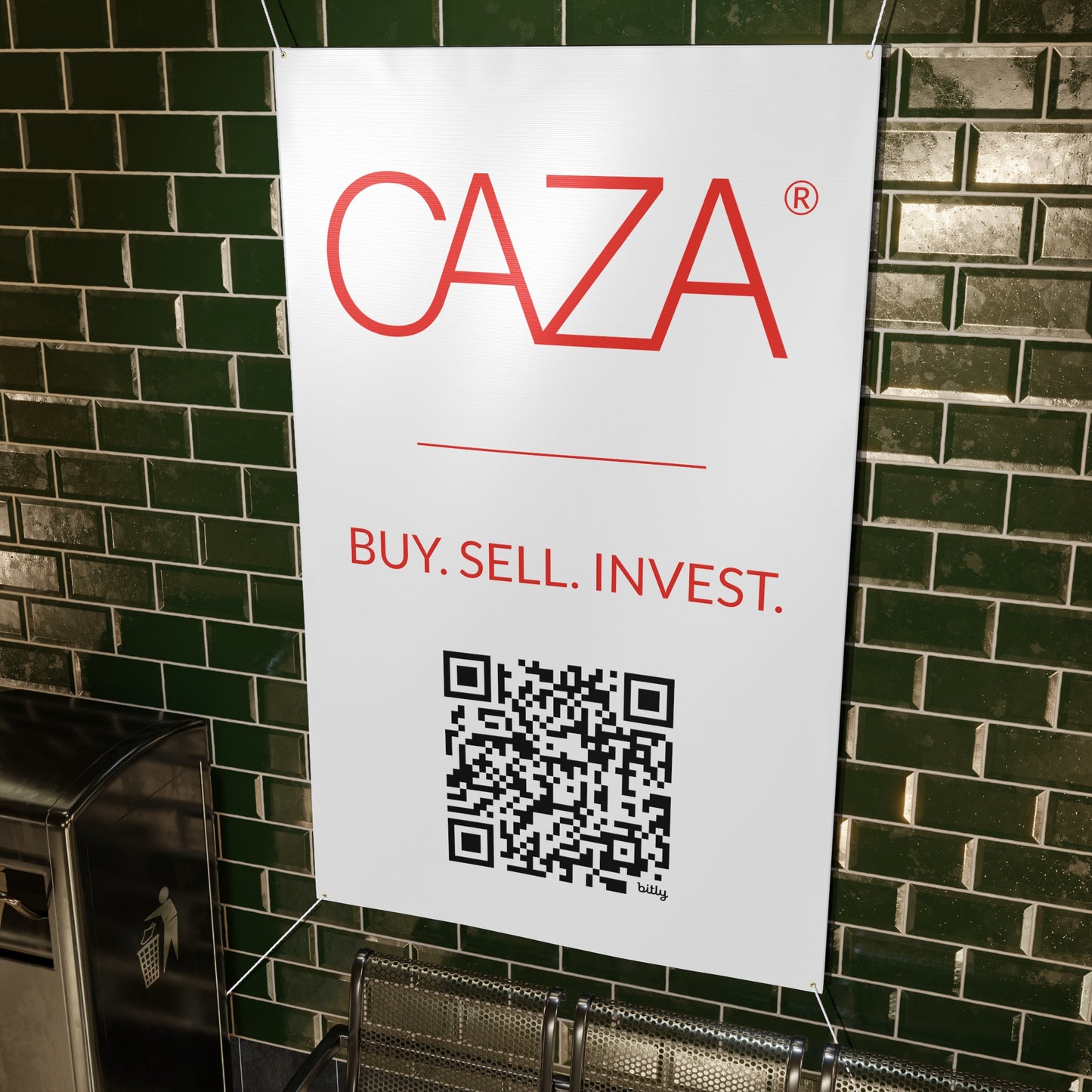 Buy. Sell. Invest. | Matte Banner (White)