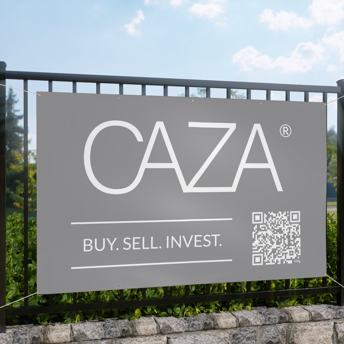 Buy. Sell. Invest. | Matte Banner (Grey)