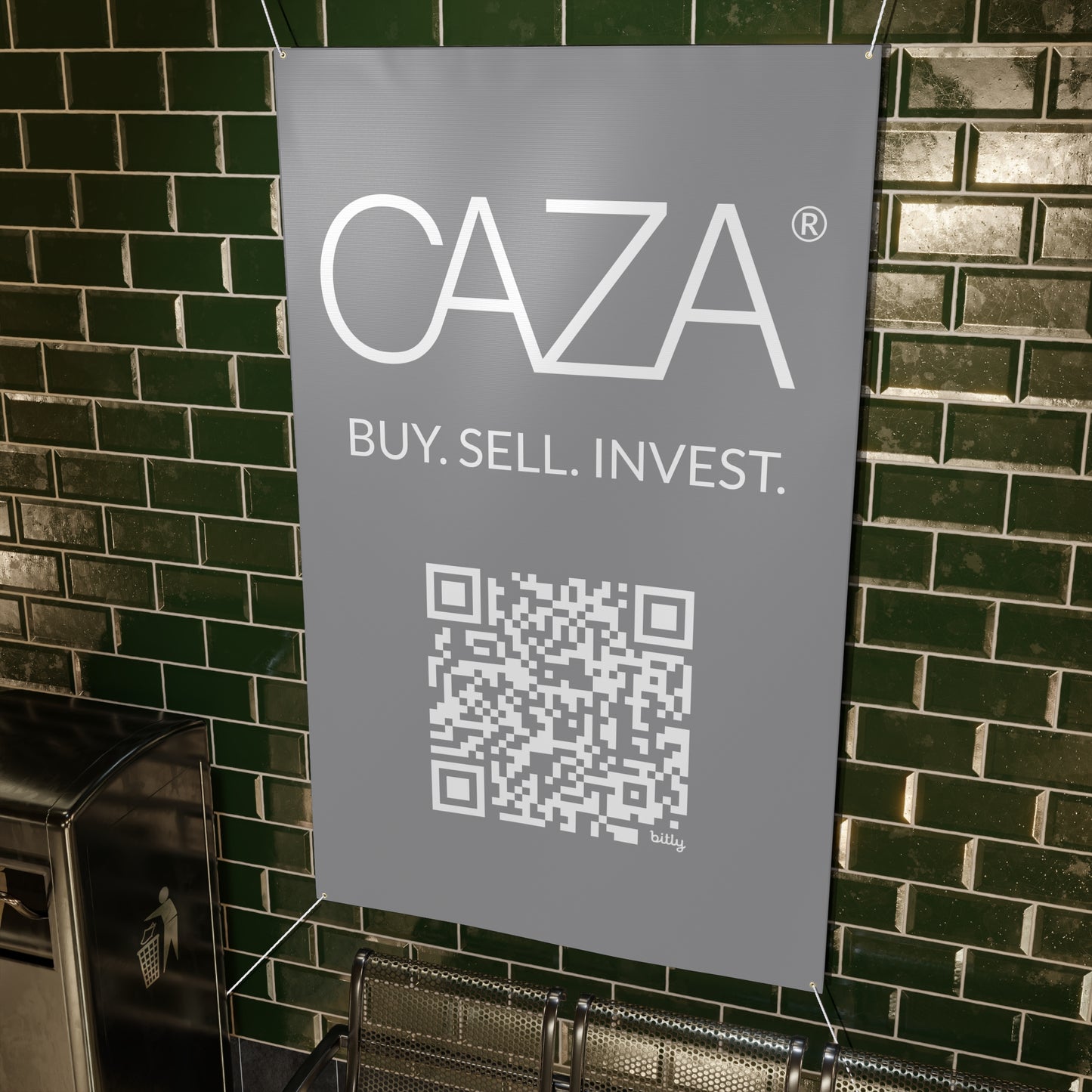Buy. Sell. Invest. | Matte Banner (Grey)
