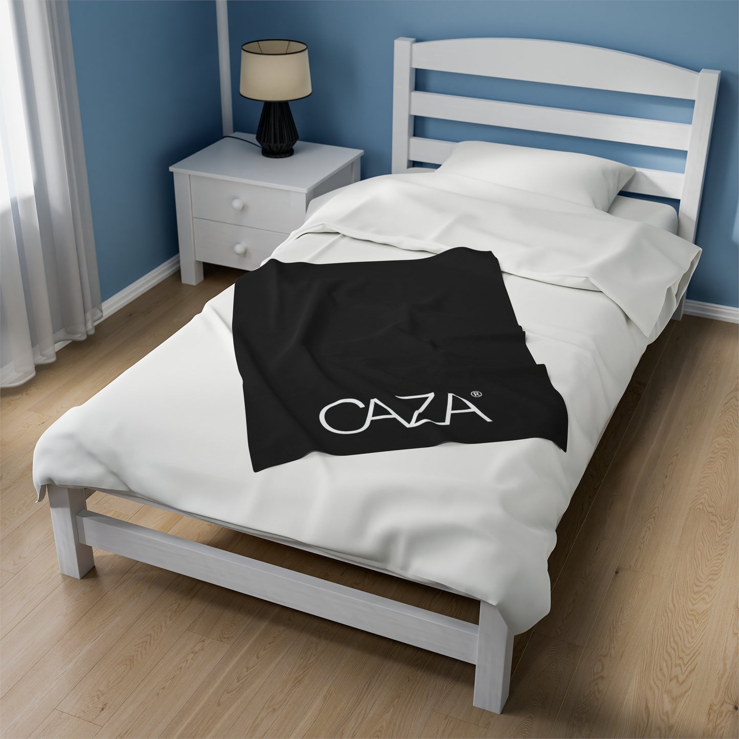 Velveteen Plush Blanket (Black with White Logo)