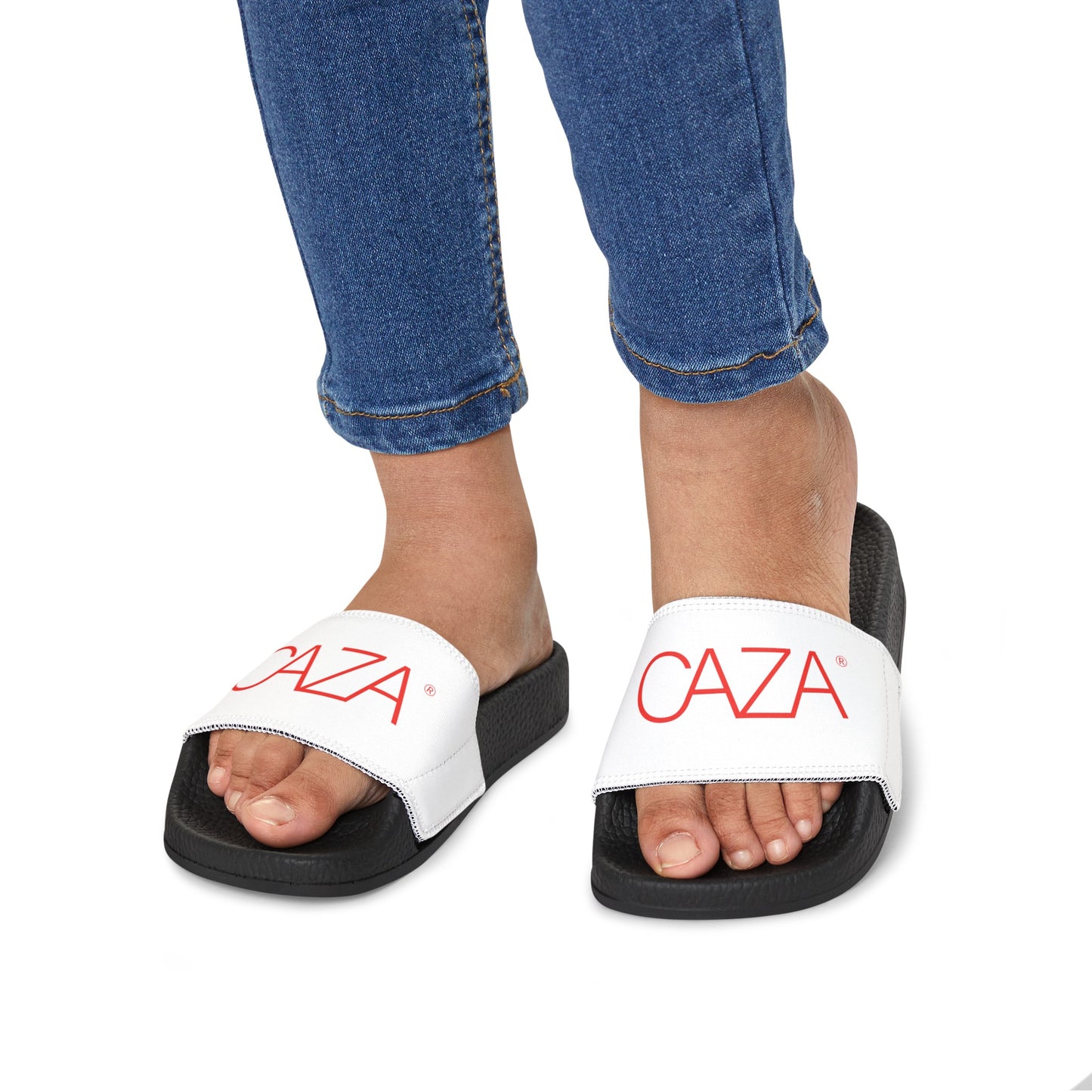 Youth PU Slide Sandals (White)
