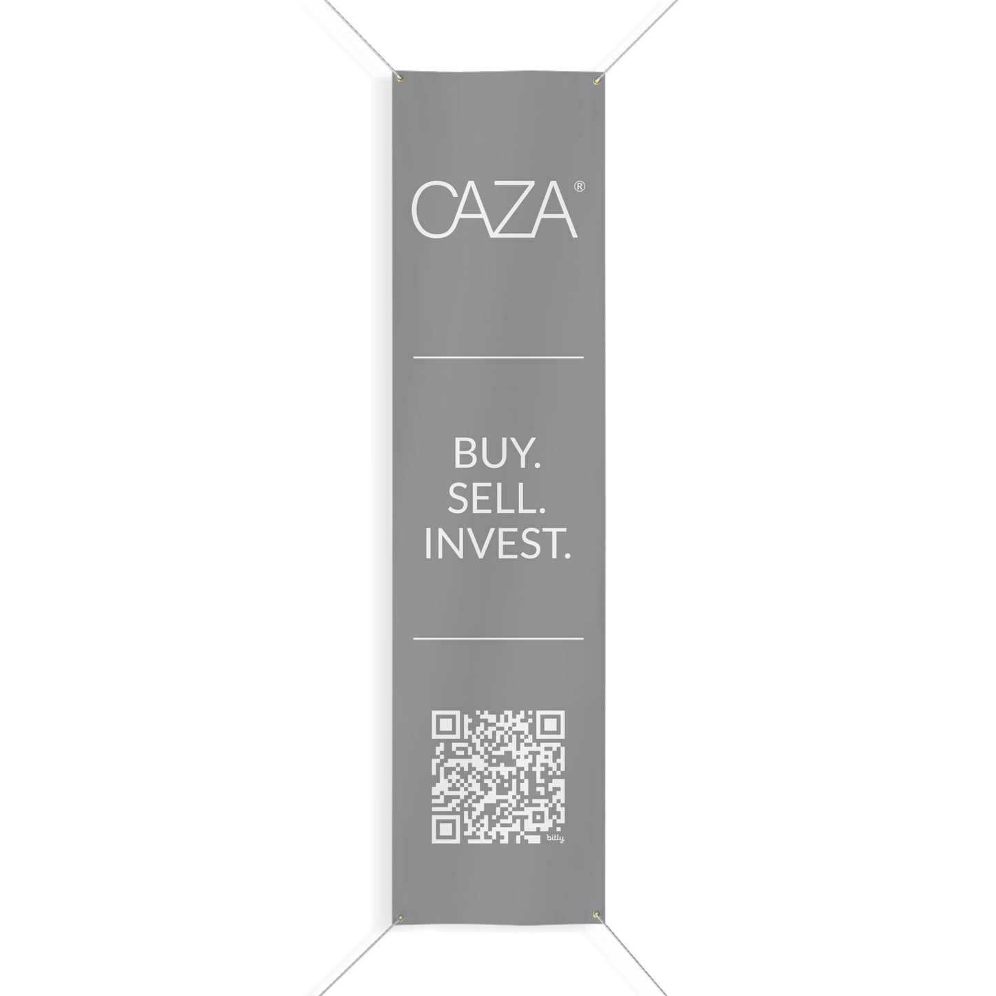 Buy. Sell. Invest. | Matte Banner (Grey)