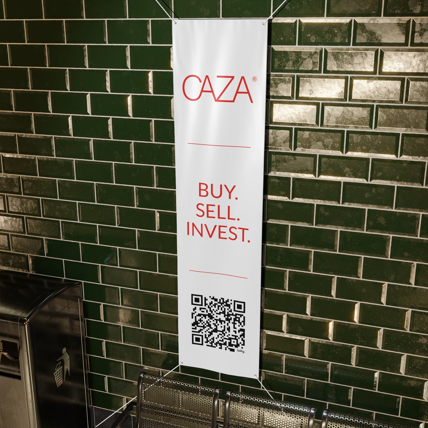Buy. Sell. Invest. | Matte Banner (White)