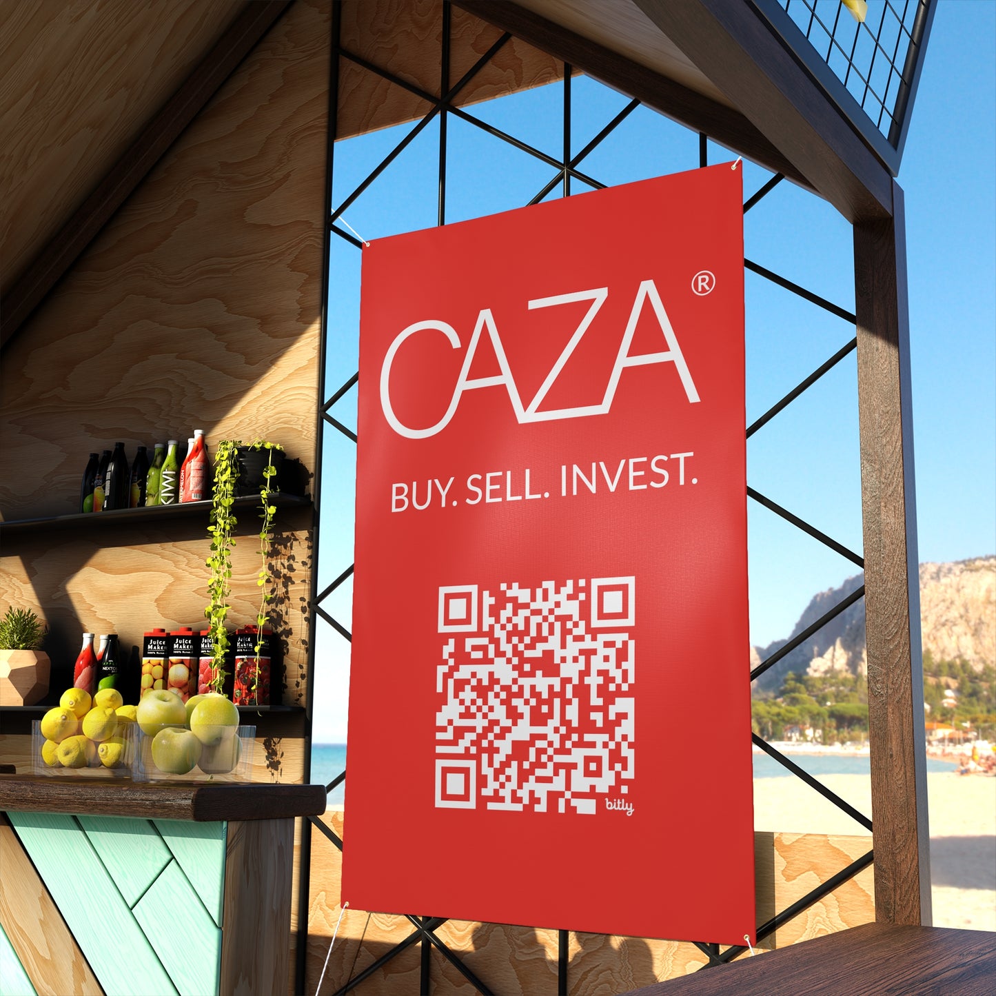 Buy. Sell. Invest. | Matte Banner (Red)