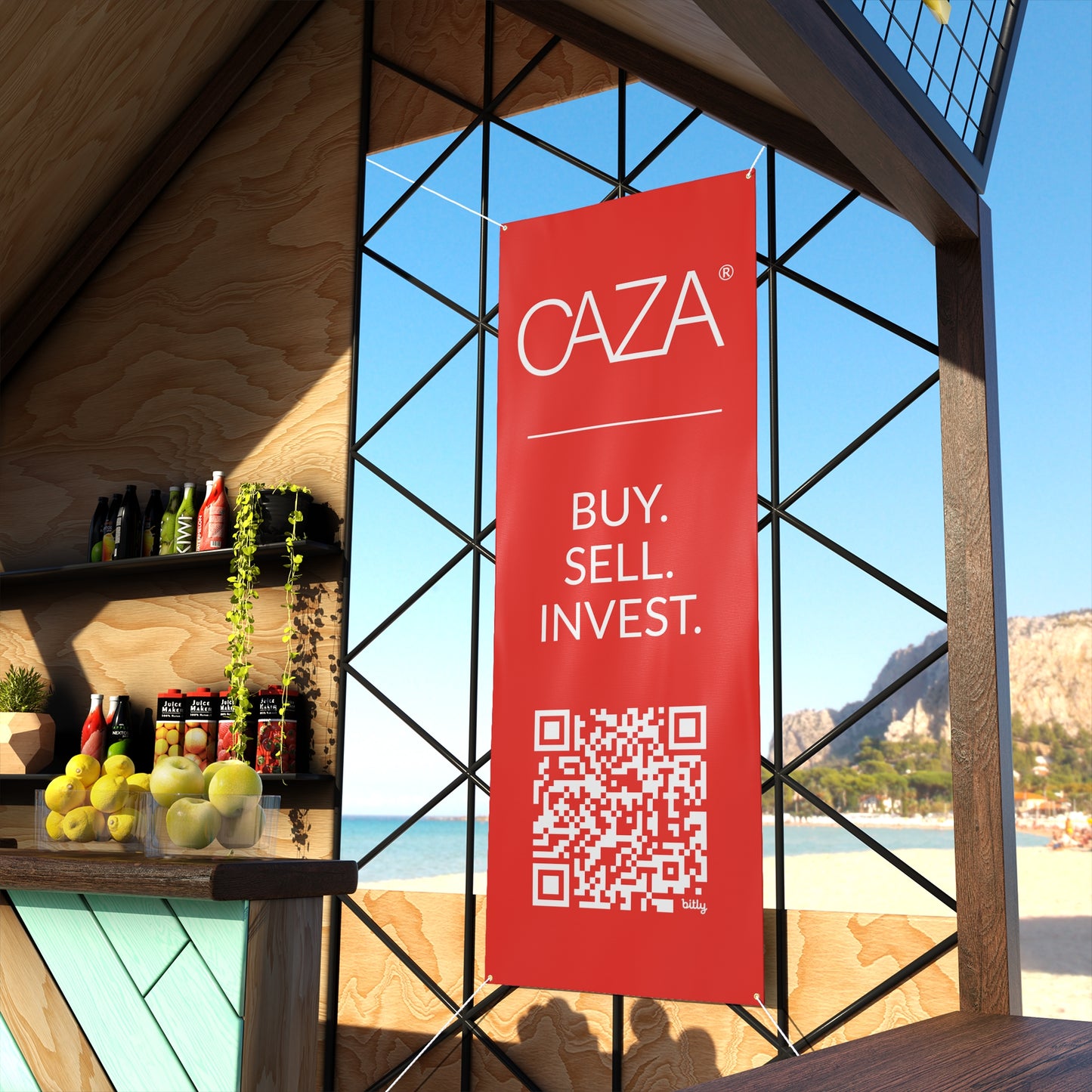 Buy. Sell. Invest. | Matte Banner (Red)