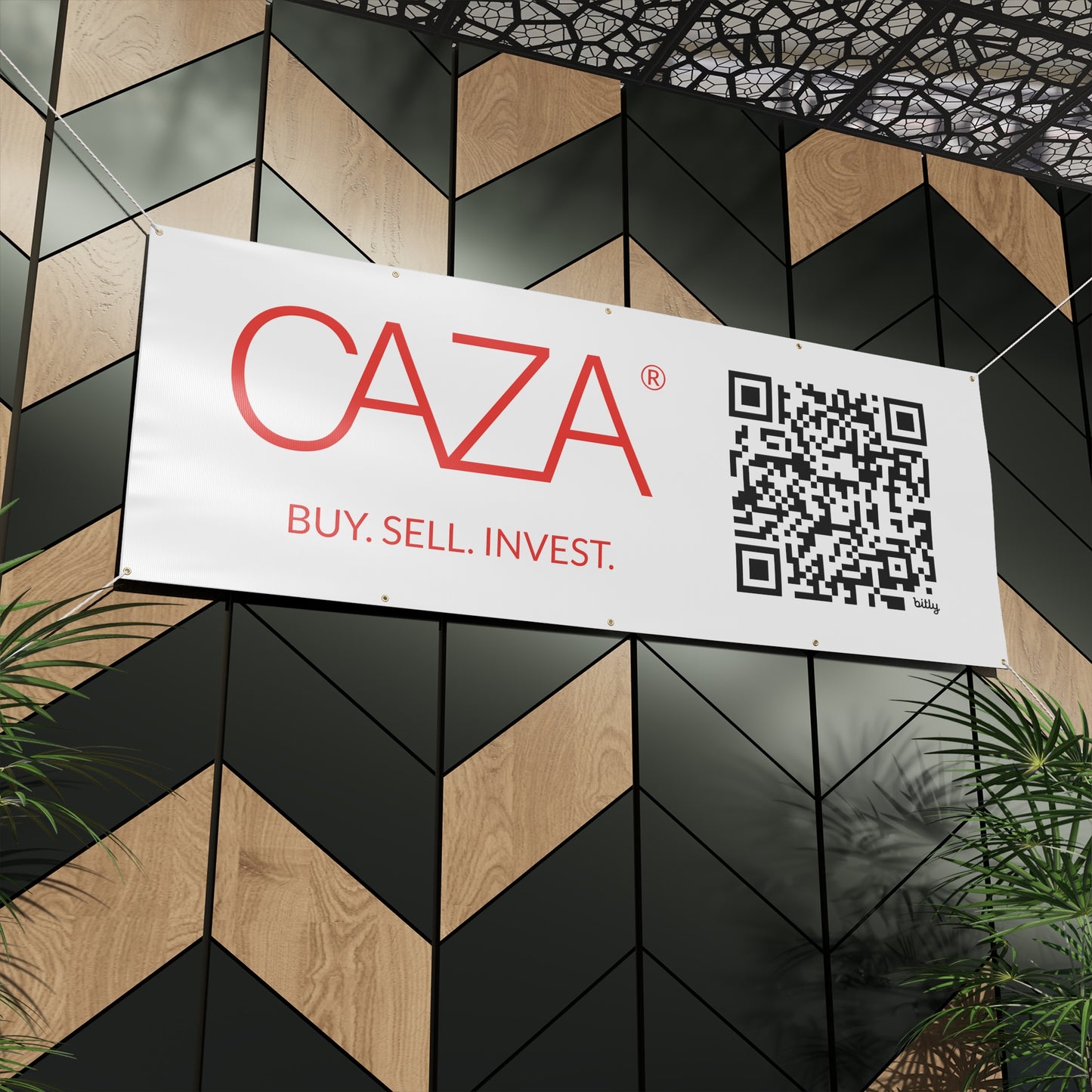Buy. Sell. Invest. | Matte Banner (White)