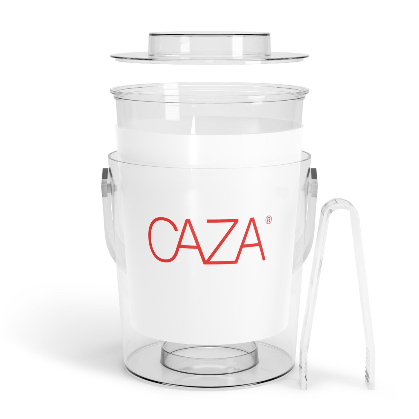 Ice Bucket with Tongs (White)