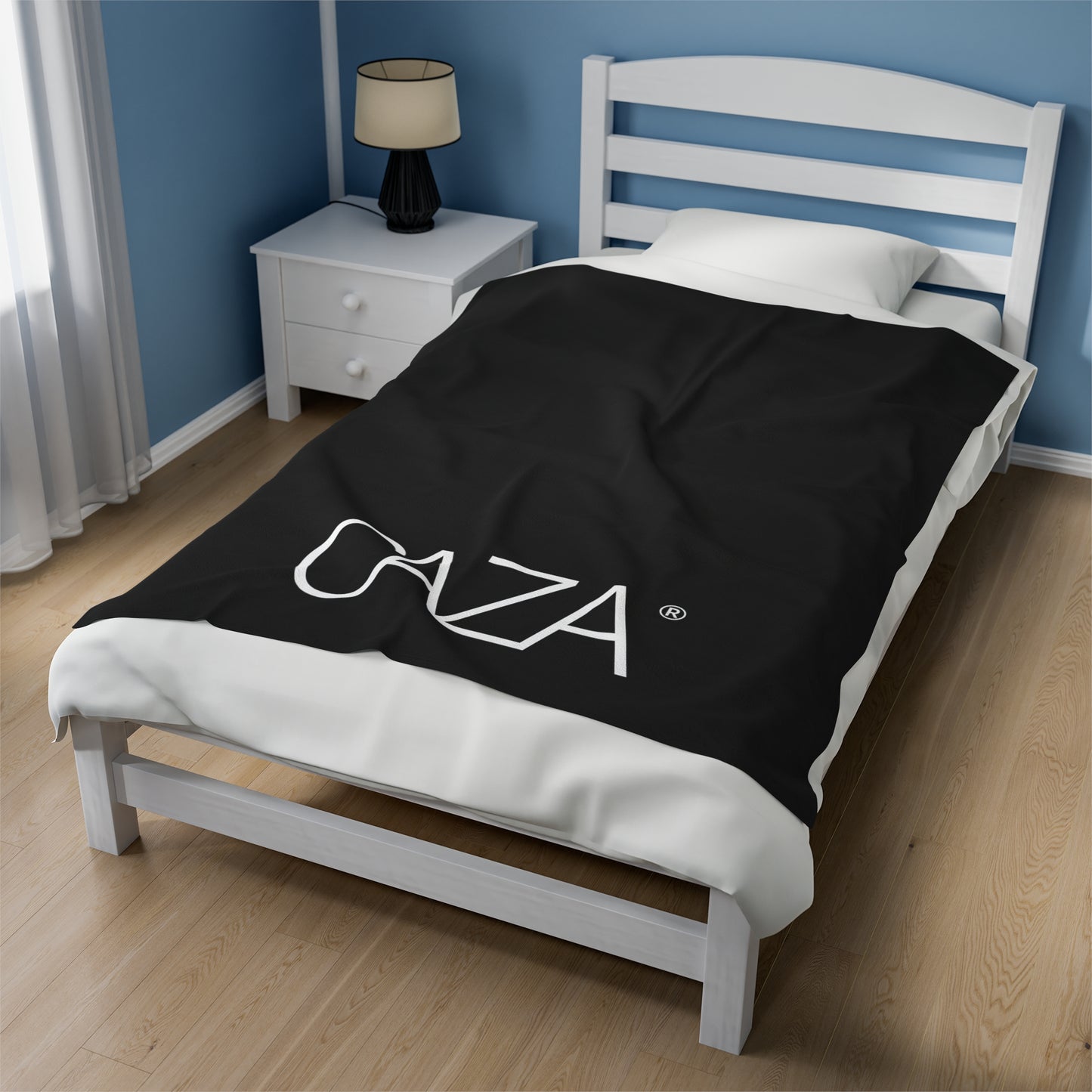 Velveteen Plush Blanket (Black with White Logo)