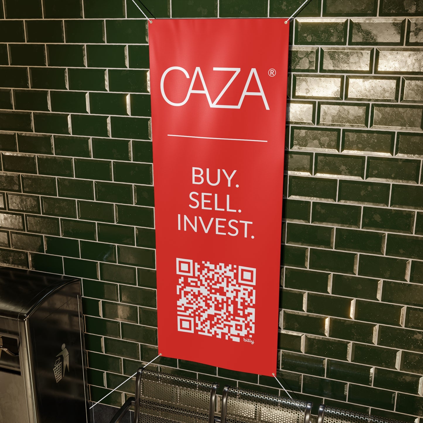 Buy. Sell. Invest. | Matte Banner (Red)
