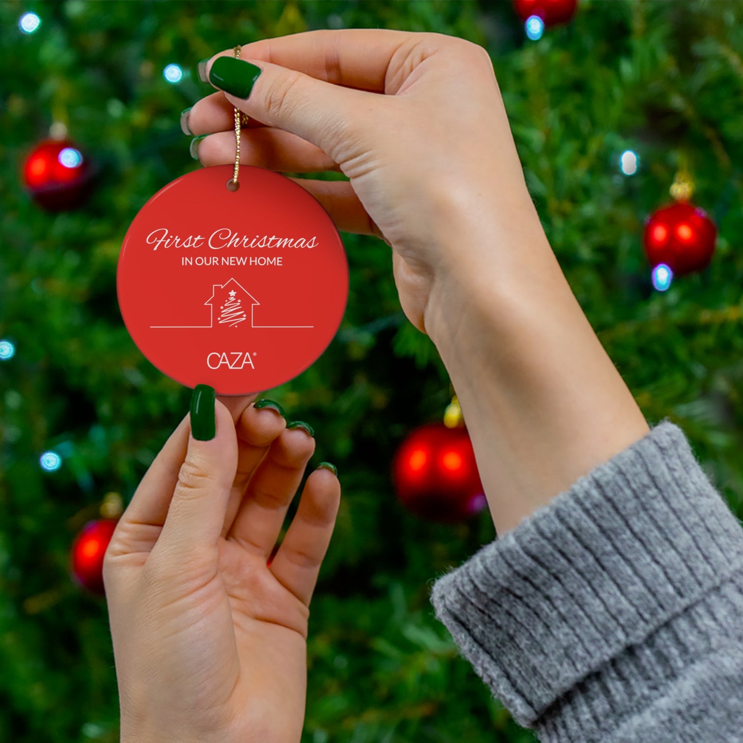 1st Christmas Ceramic Ornament (Red)