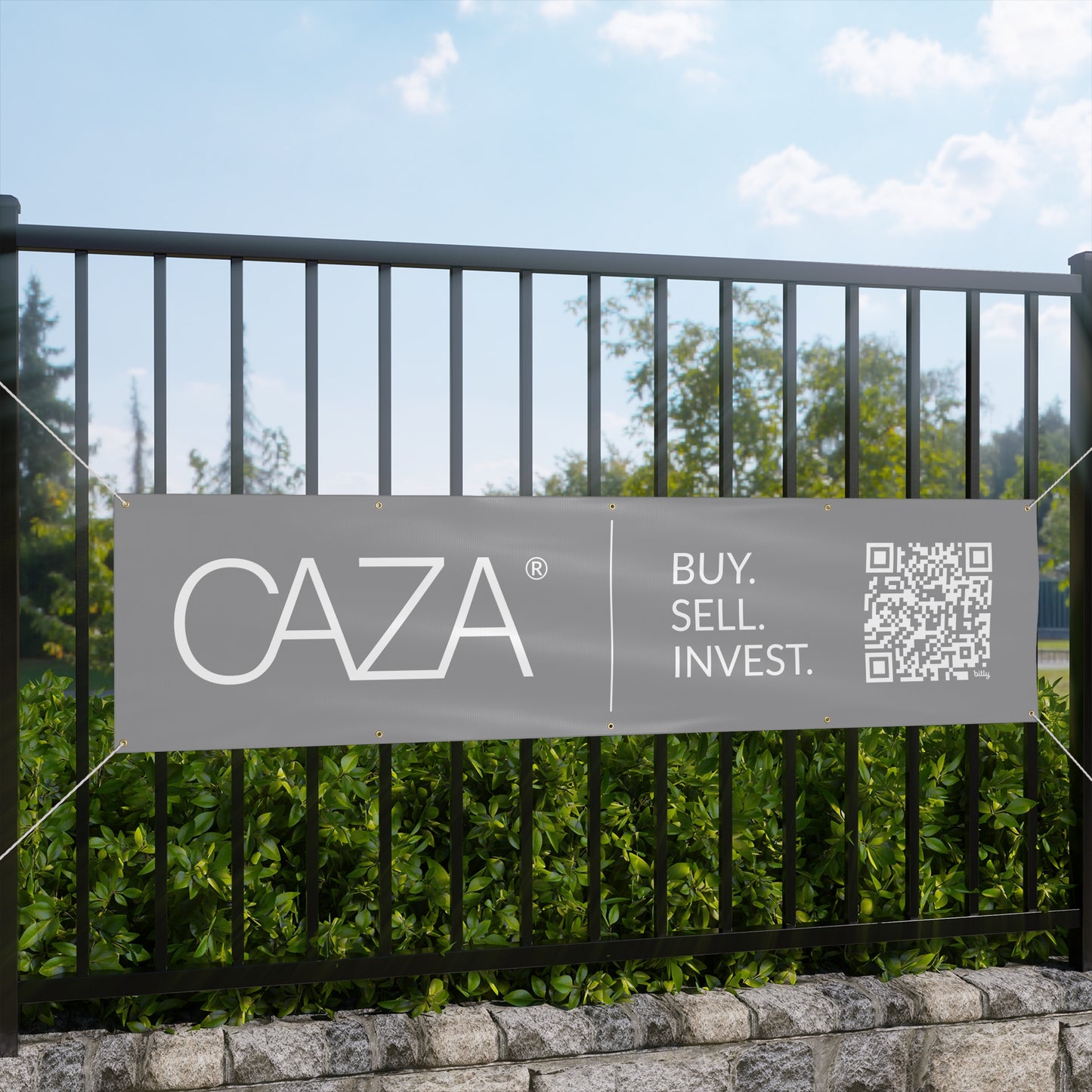 Buy. Sell. Invest. | Matte Banner (Grey)