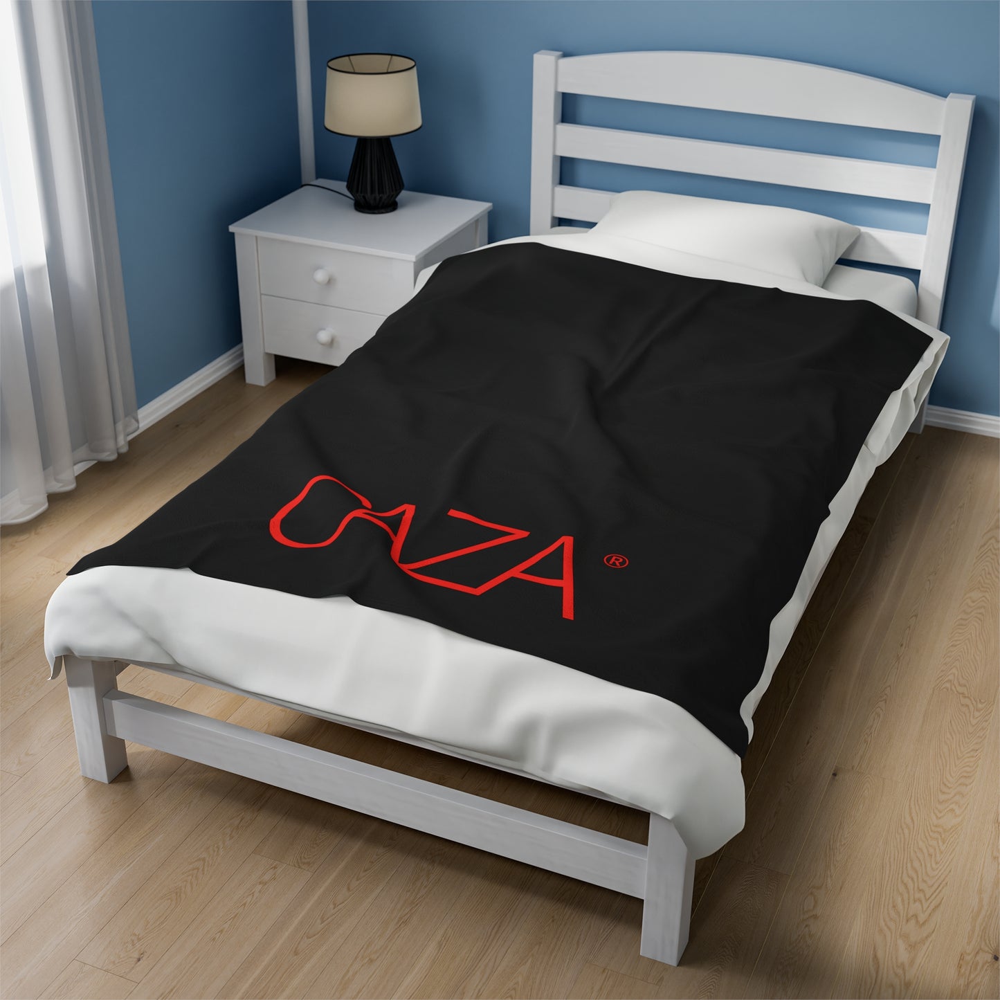 Velveteen Plush Blanket (Black with Red Logo)