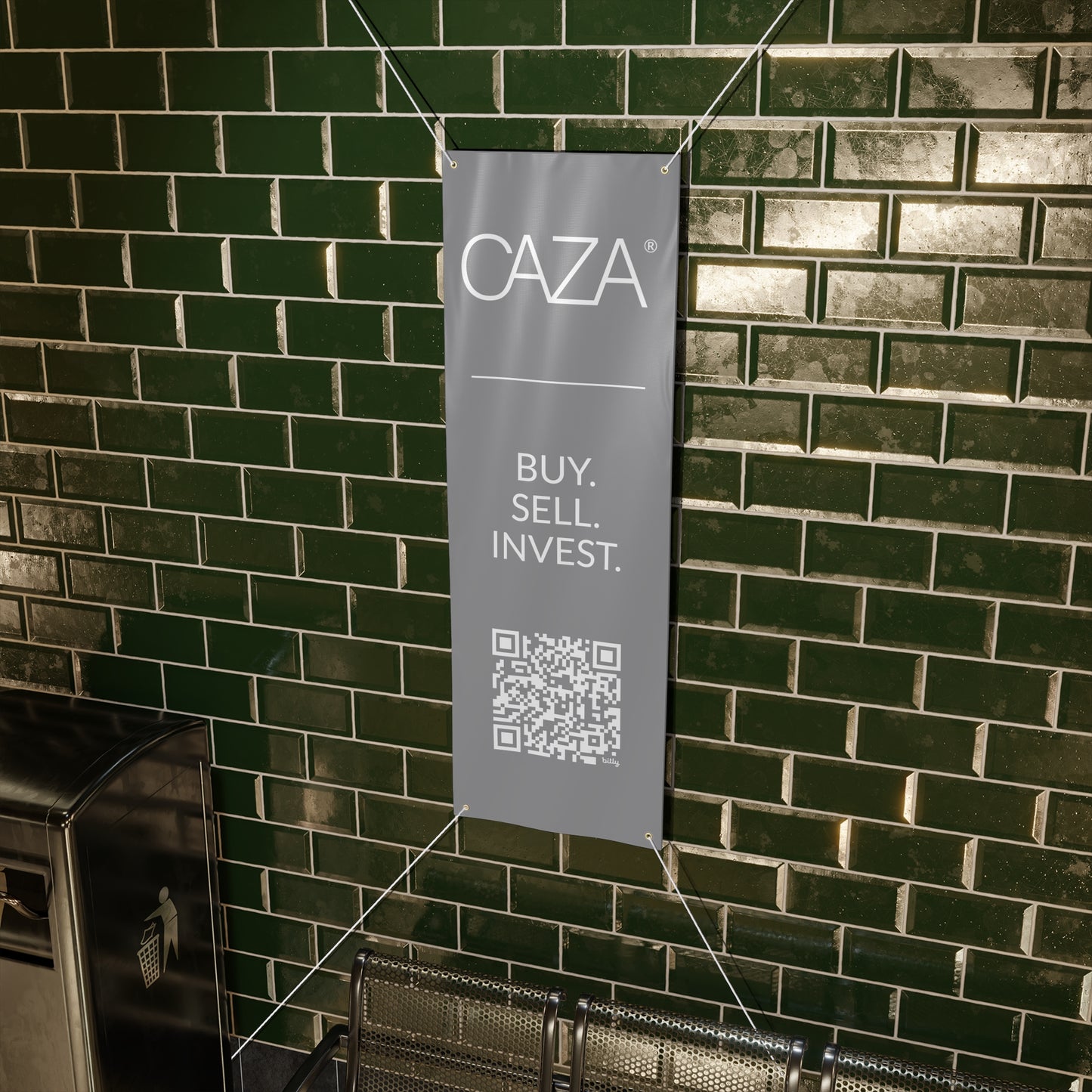 Buy. Sell. Invest. | Matte Banner (Grey)