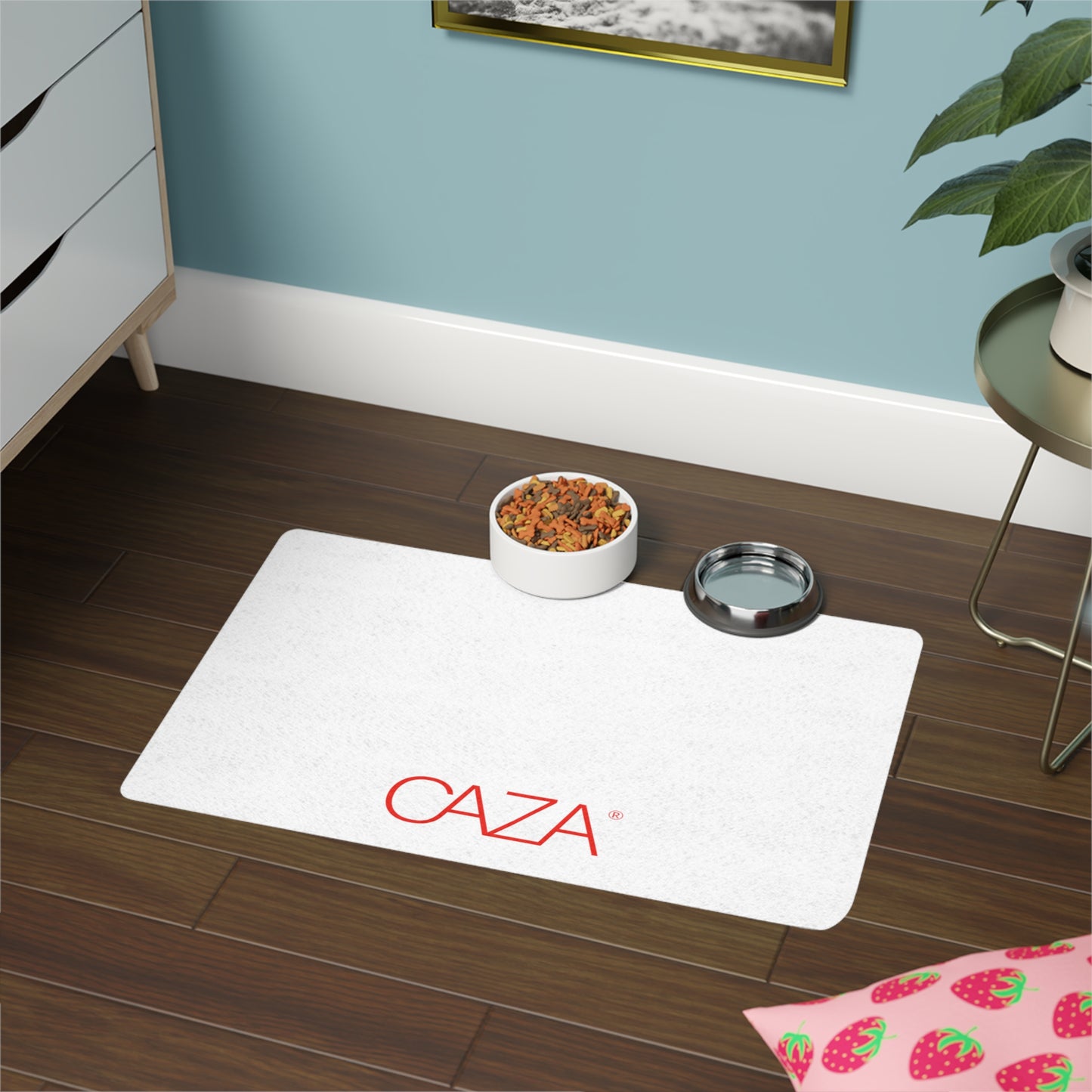 Rectangle Pet Food Mat (White)