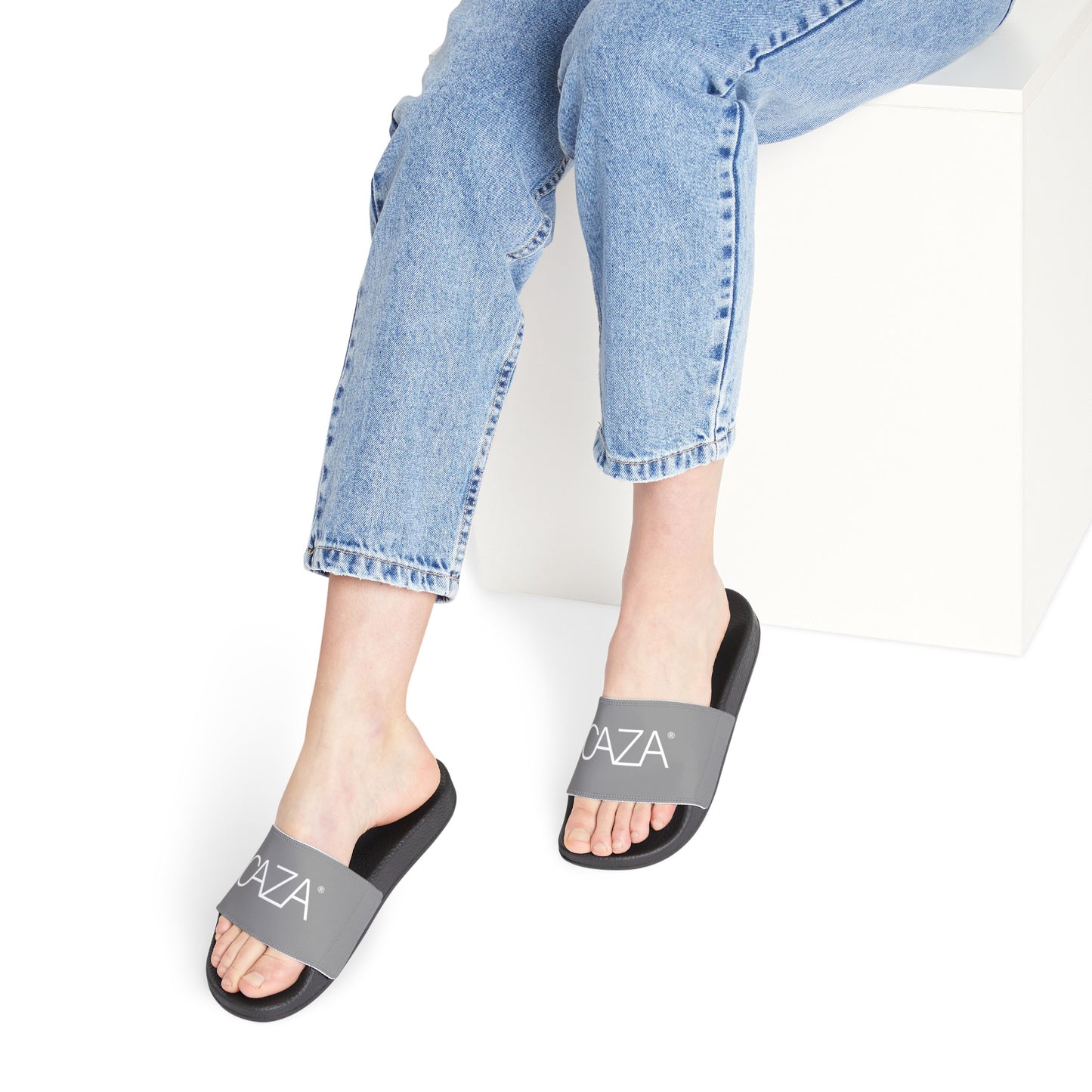 Women's PU Slide Sandals (Grey)