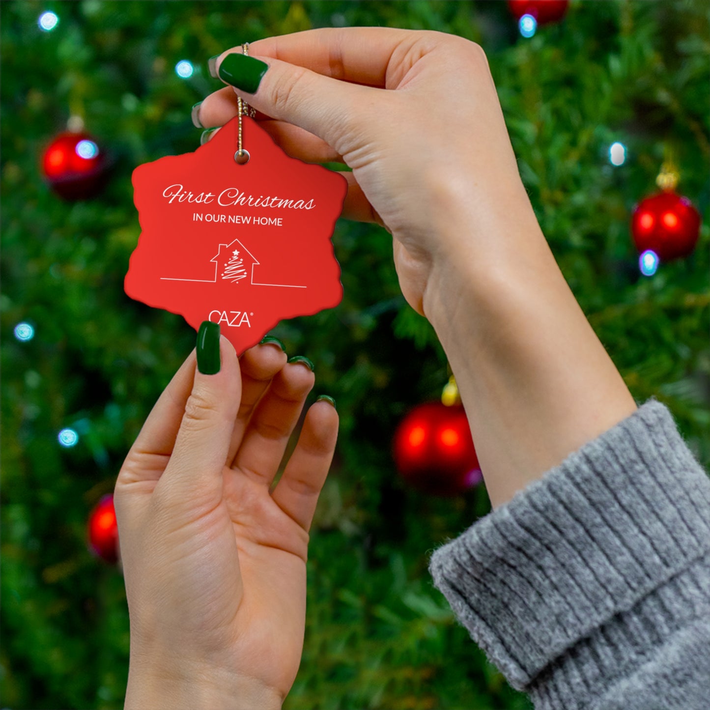 1st Christmas Ceramic Ornament (Red)