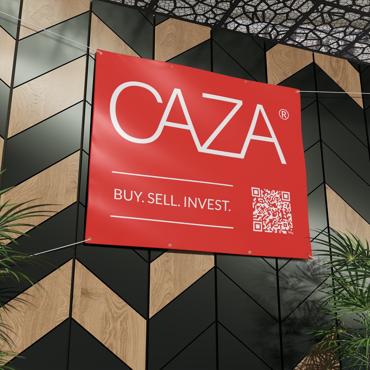 Buy. Sell. Invest. | Matte Banner (Red)