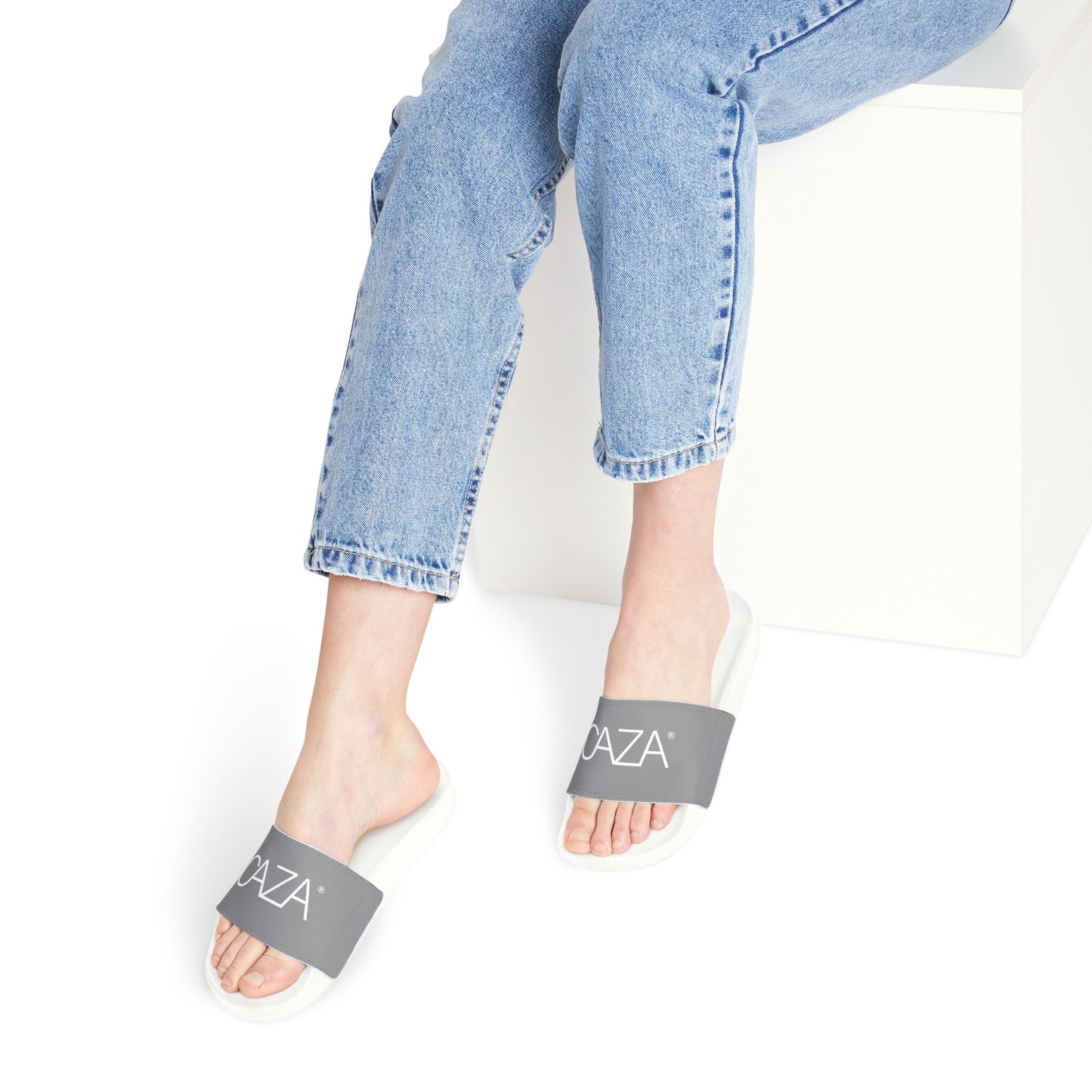 Women's PU Slide Sandals (Grey)