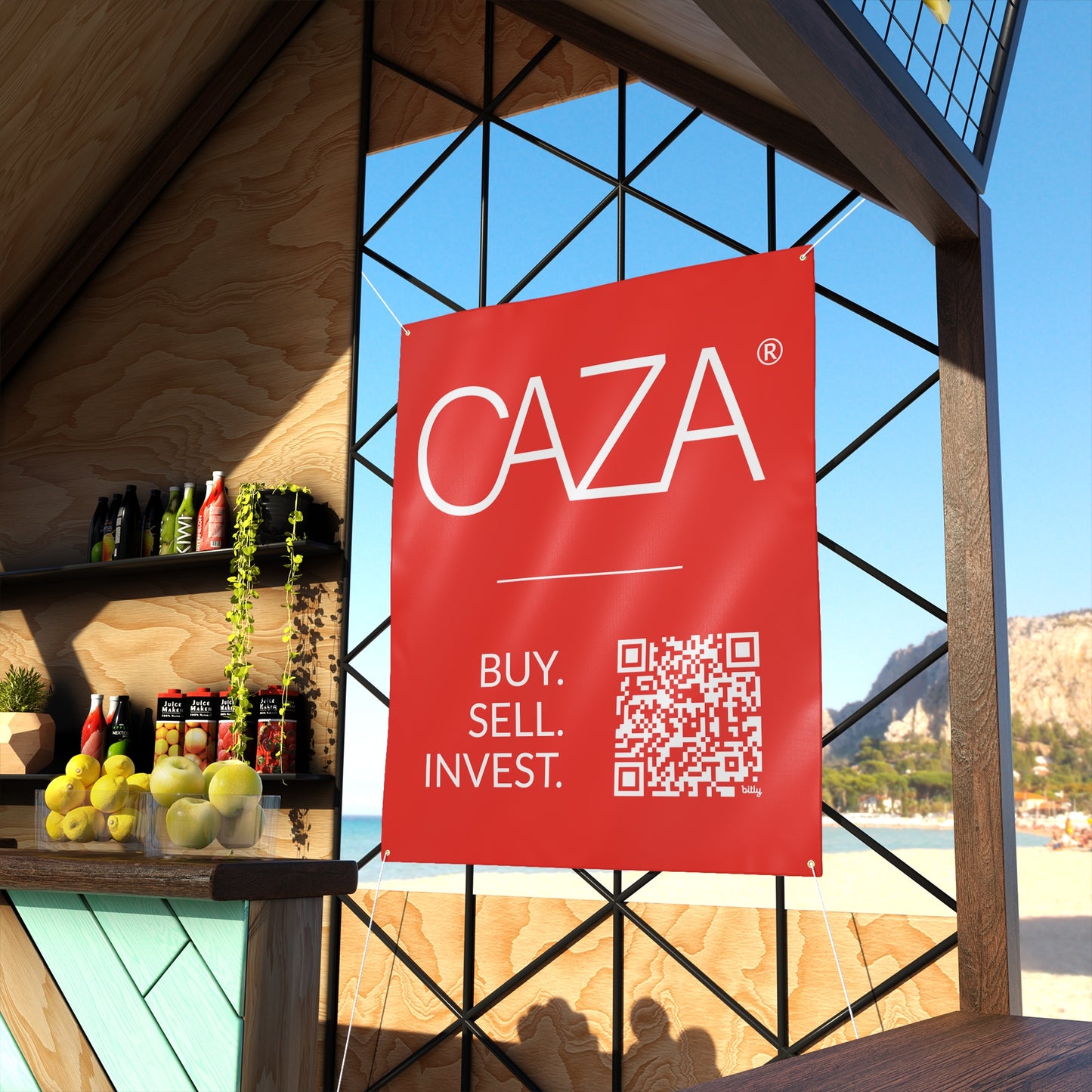 Buy. Sell. Invest. | Matte Banner (Red)