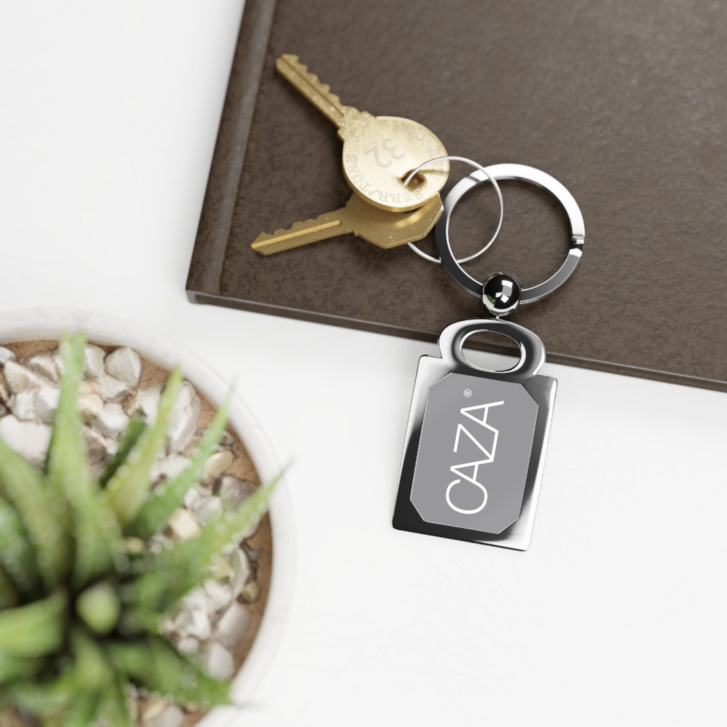 Rectangle Photo Keyring (Grey)
