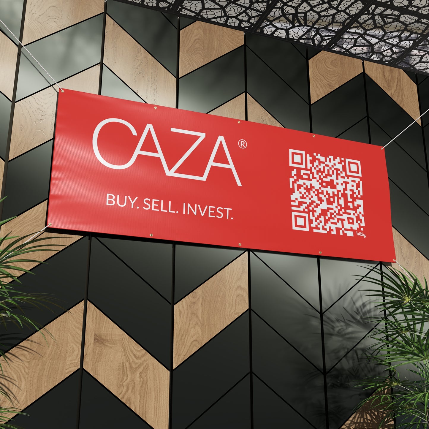 Buy. Sell. Invest. | Matte Banner (Red)