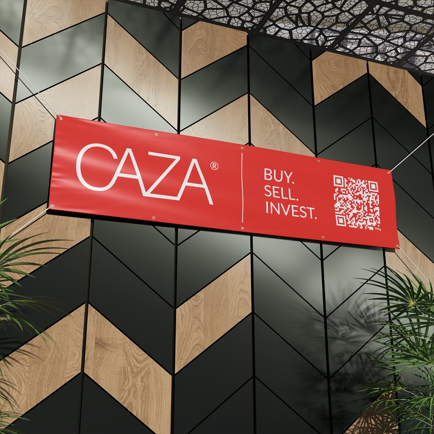 Buy. Sell. Invest. | Matte Banner (Red)