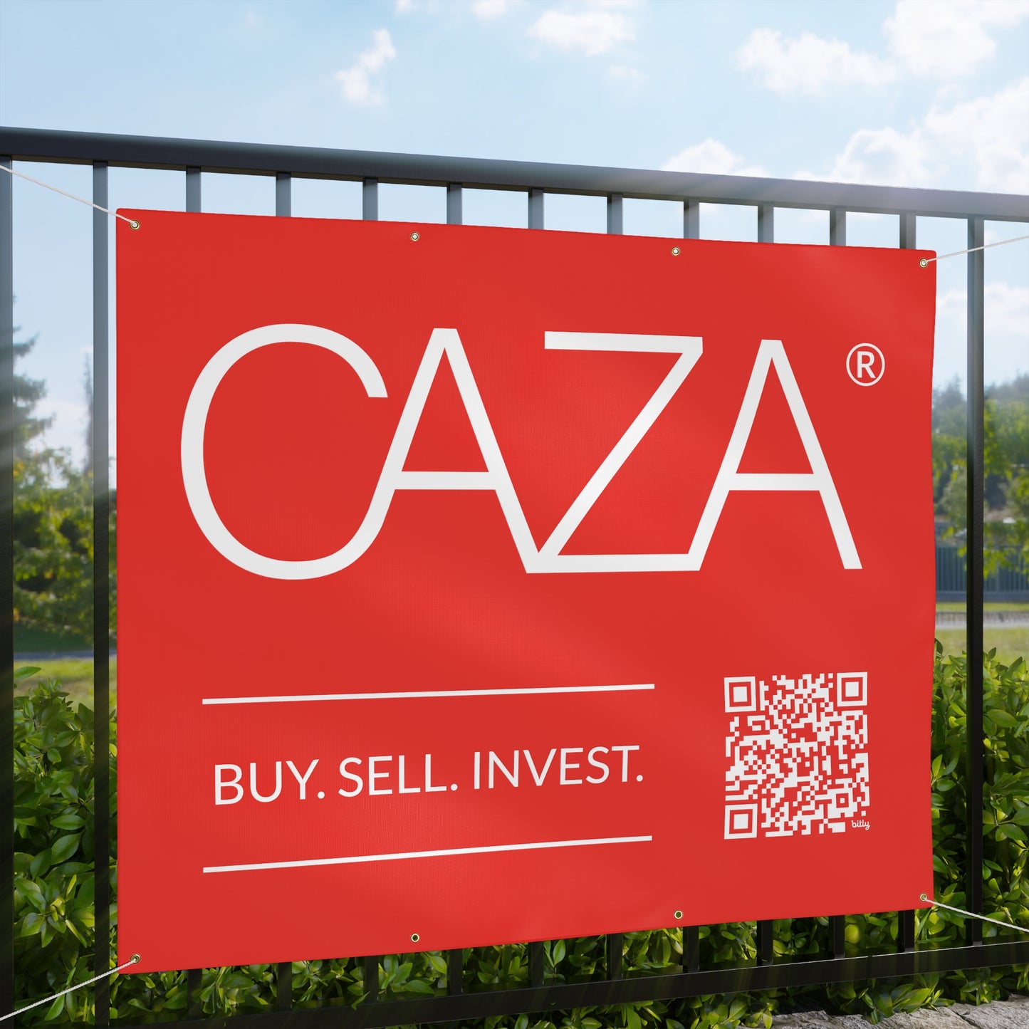 Buy. Sell. Invest. | Matte Banner (Red)