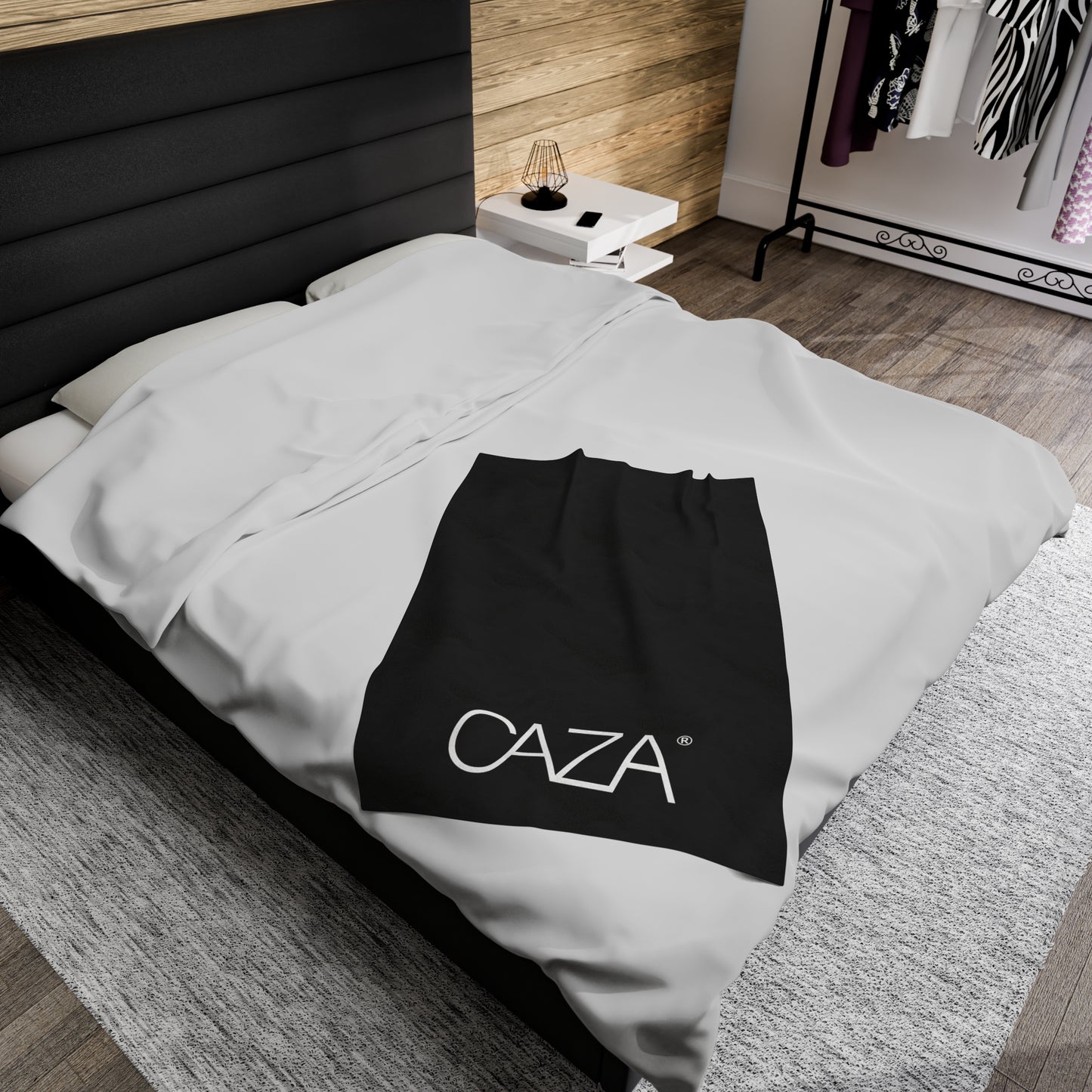 Velveteen Plush Blanket (Black with White Logo)