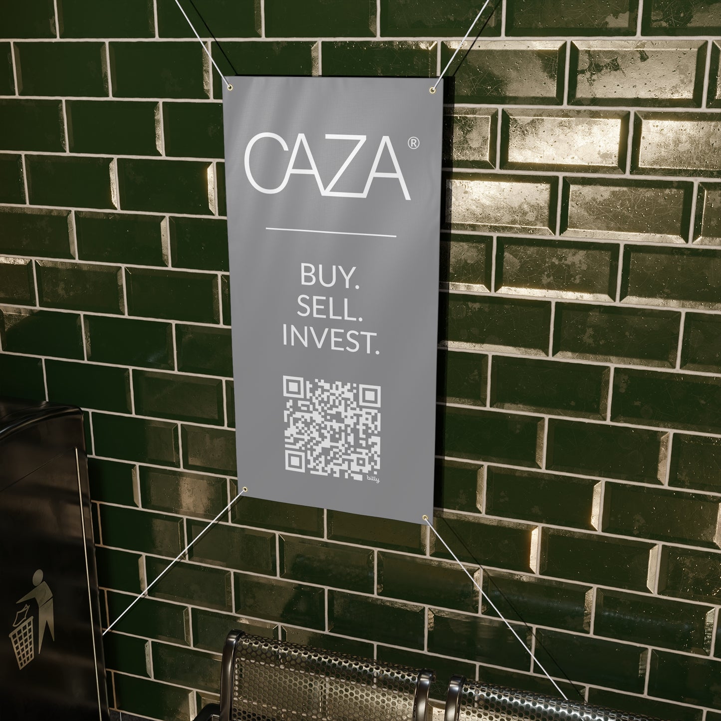 Buy. Sell. Invest. | Matte Banner (Grey)