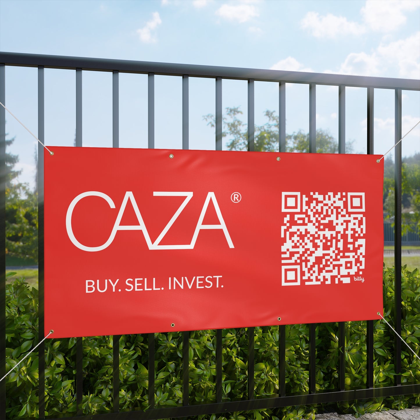 Buy. Sell. Invest. | Matte Banner (Red)
